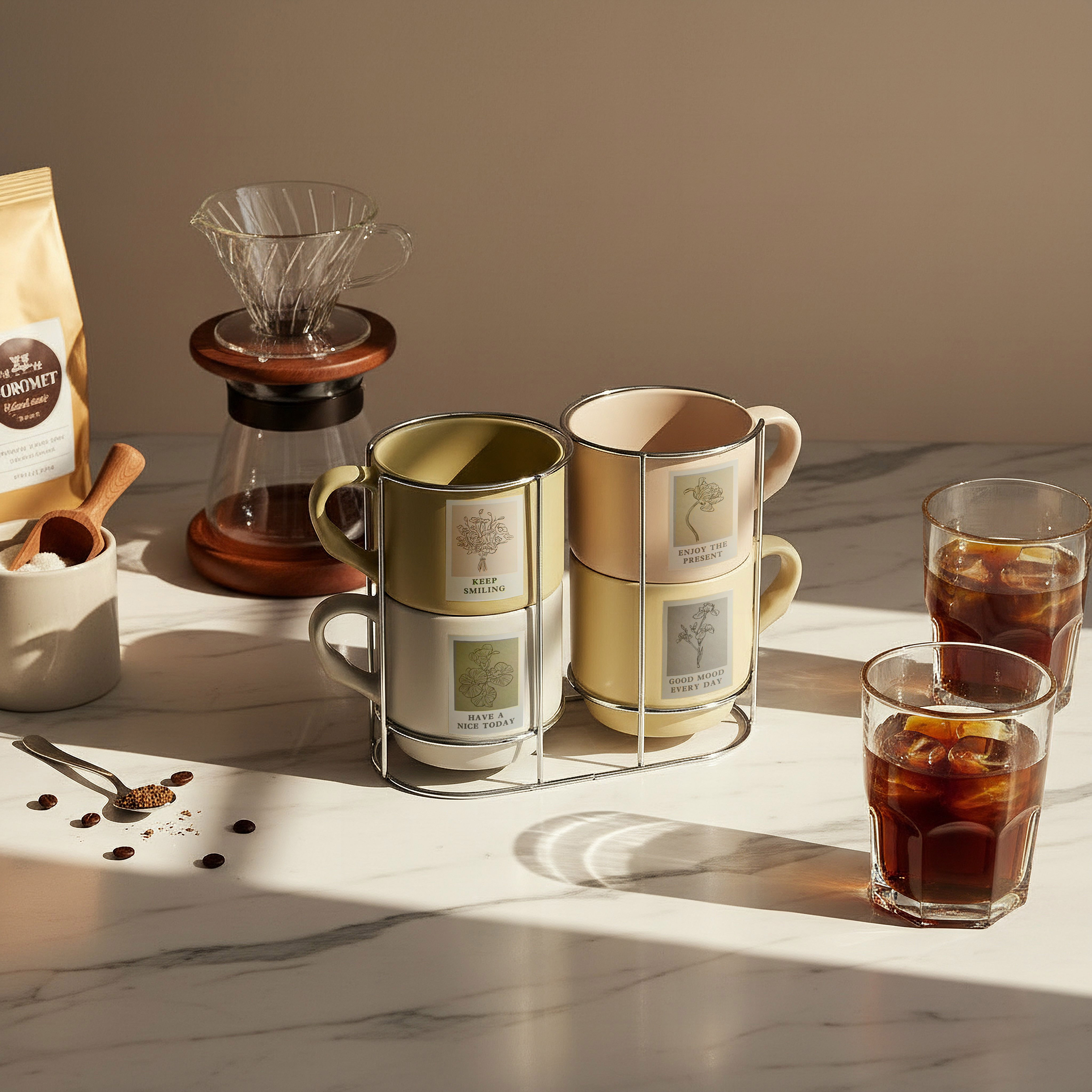 Hannah Flower 4-Piece Mug Set with Stand - 250 ml-hbxhomeware-diningandtabletop-coffeeandteasets-image-3