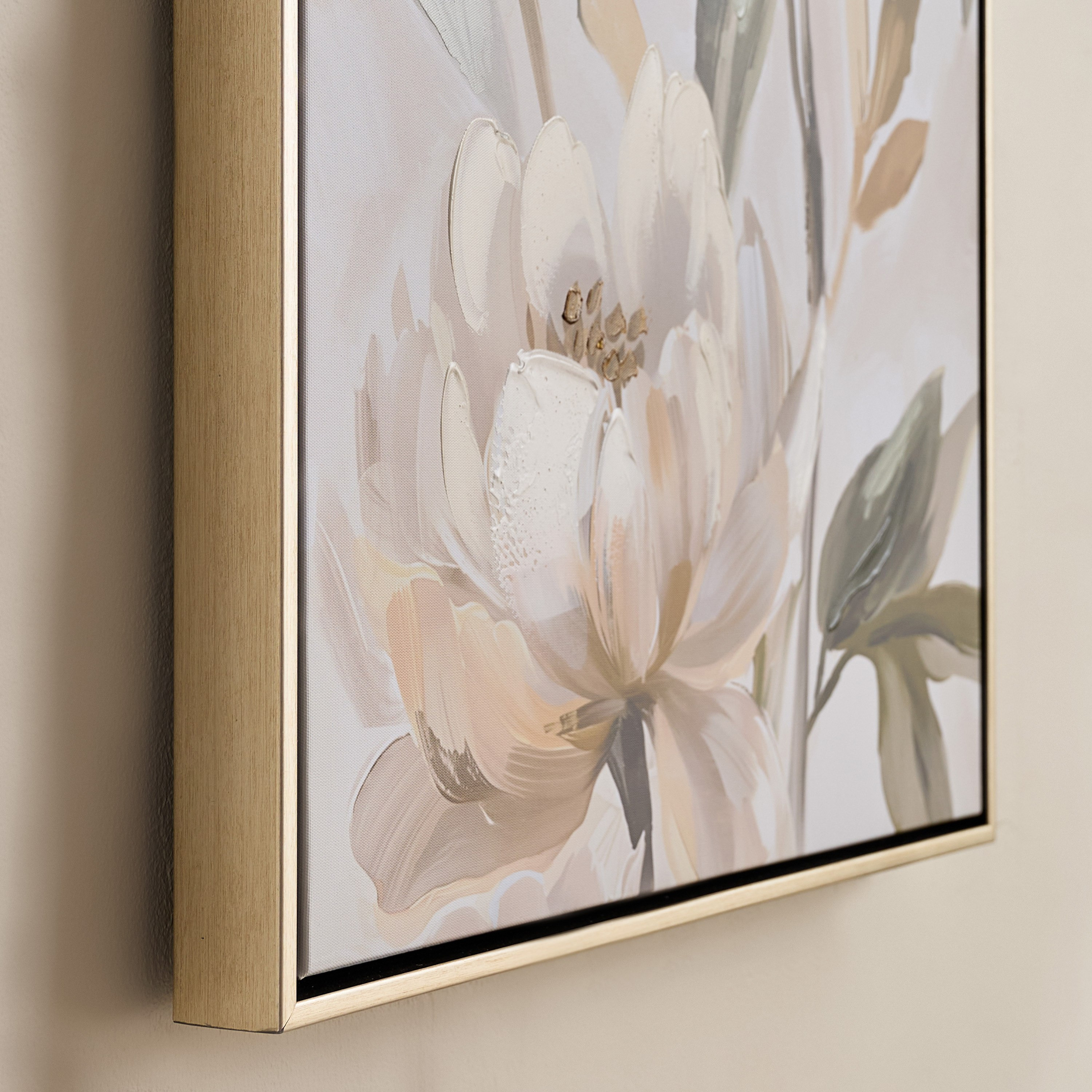 Vivid Stretcher Framed 60% Hand Painted Large Multi Peony Canvas Art - 50x100 cm-hbxdiningroom-walldecor-framedpictures-image-3