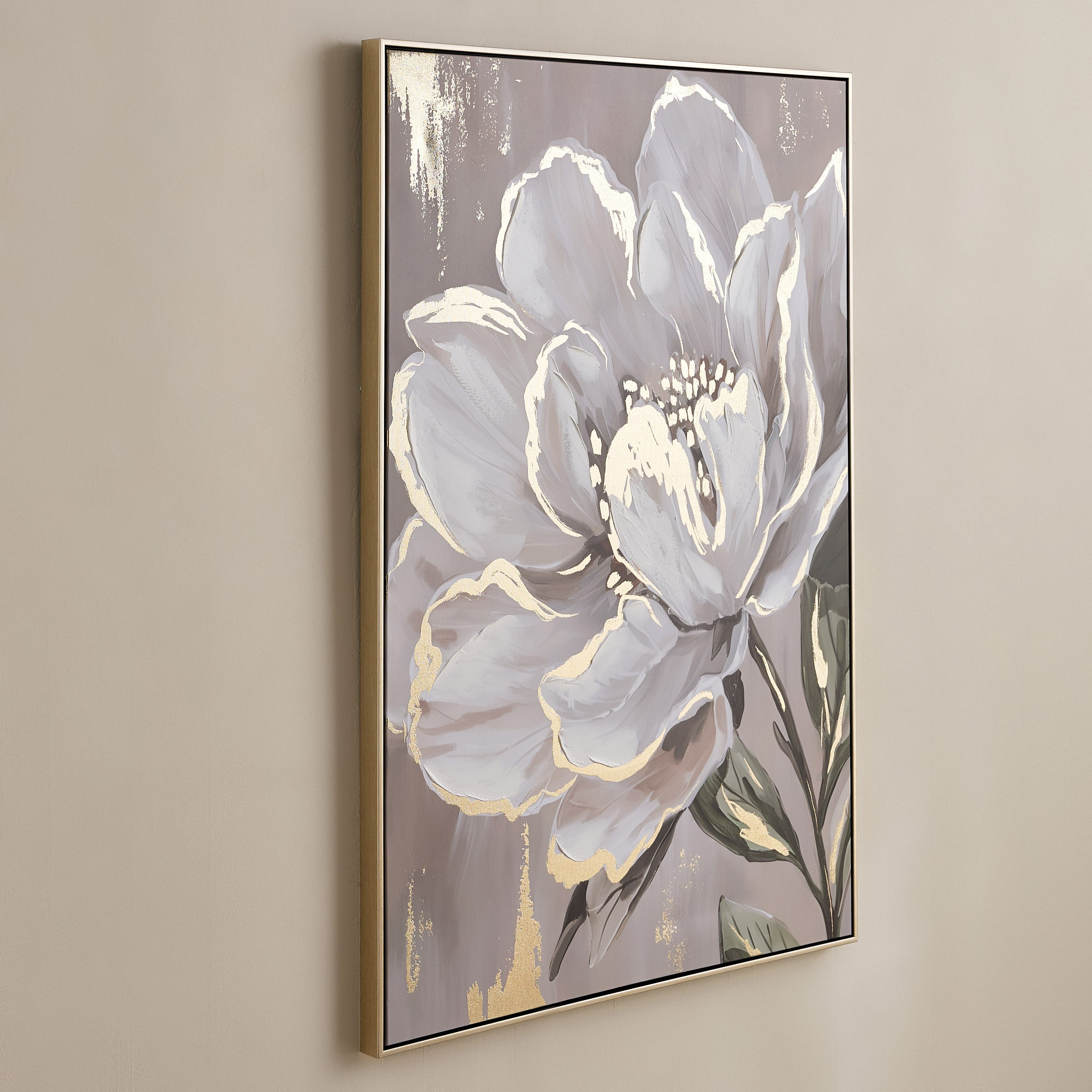 Vivid Solid Wood Stretcher Framed 60% Hand Painted Transparent Flower Canvas Art - 80x120 cm-hbxdiningroom-walldecor-framedpictures-image-1