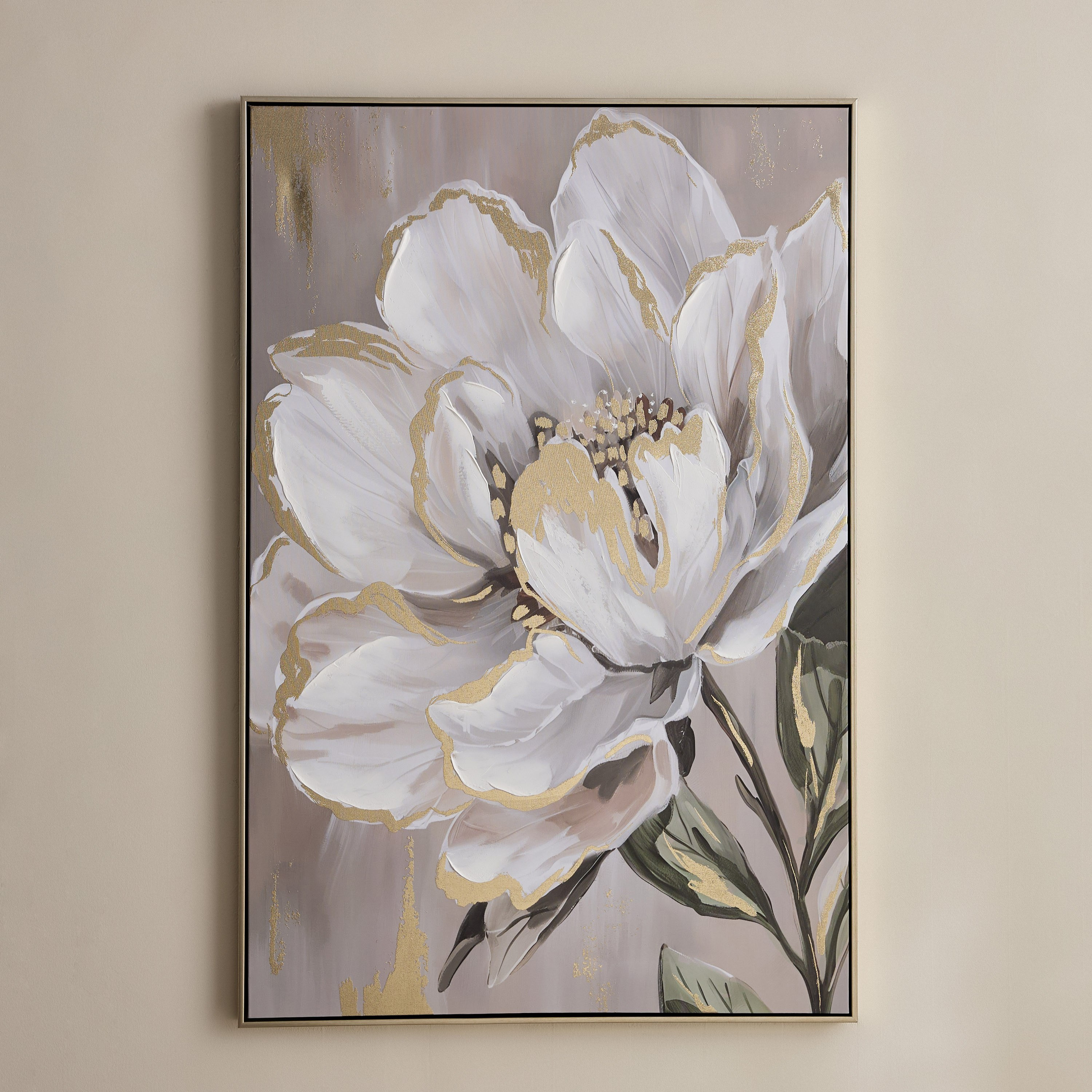 Vivid Solid Wood Stretcher Framed 60% Hand Painted Transparent Flower Canvas Art - 80x120 cm-hbxdiningroom-walldecor-framedpictures-image-2