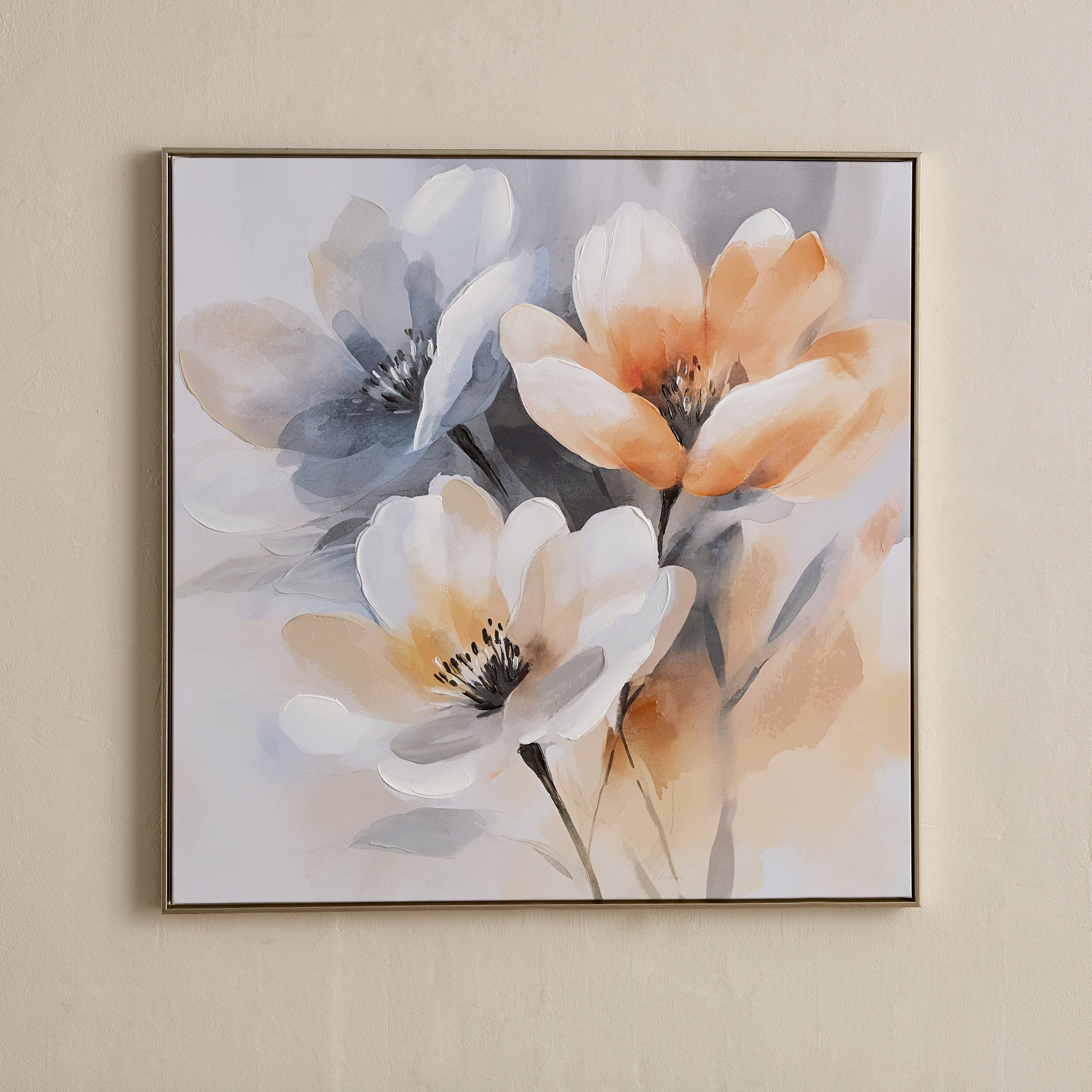 لوحة زهور مشدودة مؤطرة مرسومة يدويًا بنسبة 60% من فيفيد - 80x80 سم-hbxdiningroom-walldecor-framedpictures-image-2