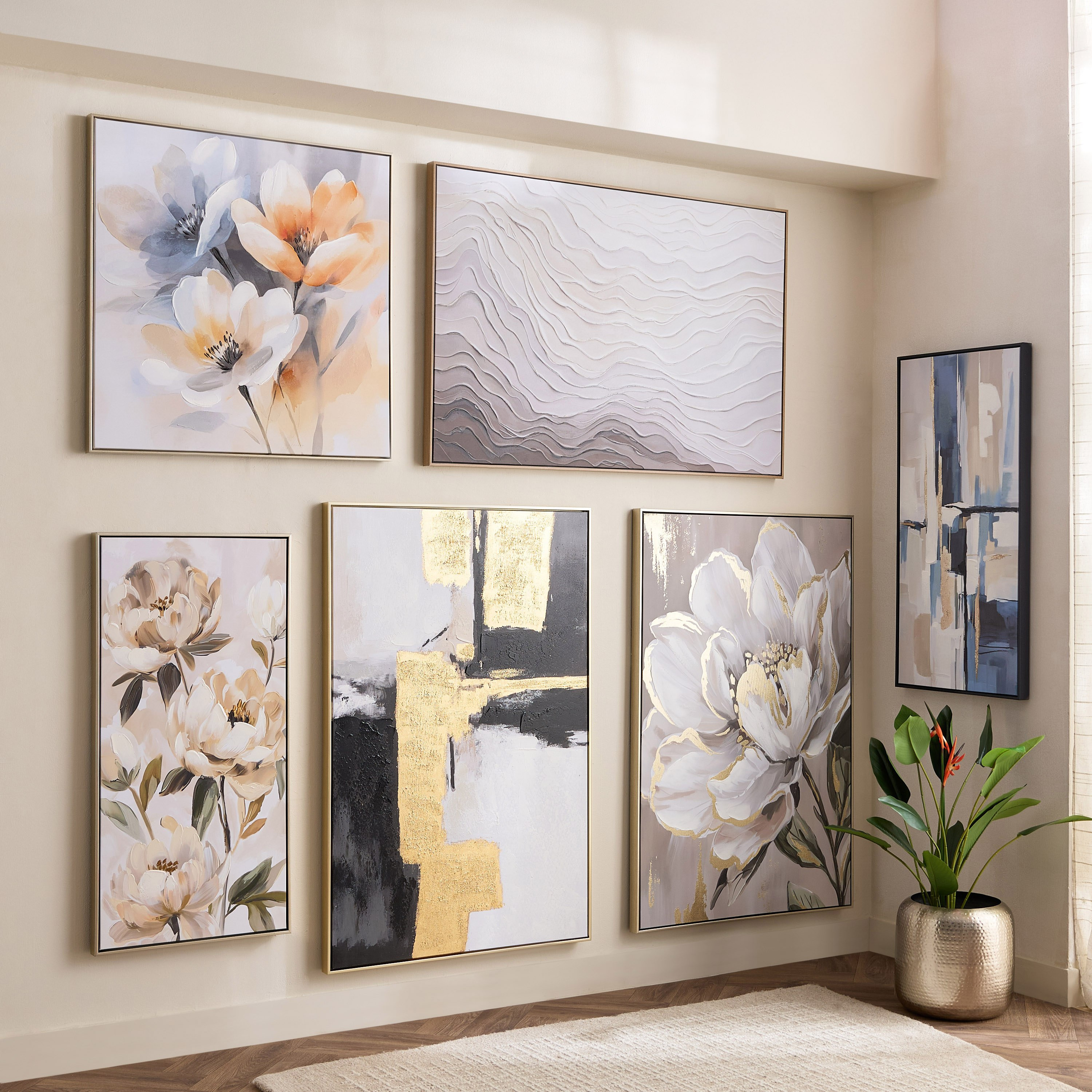 لوحة زهور مشدودة مؤطرة مرسومة يدويًا بنسبة 60% من فيفيد - 80x80 سم-hbxdiningroom-walldecor-framedpictures-image-4