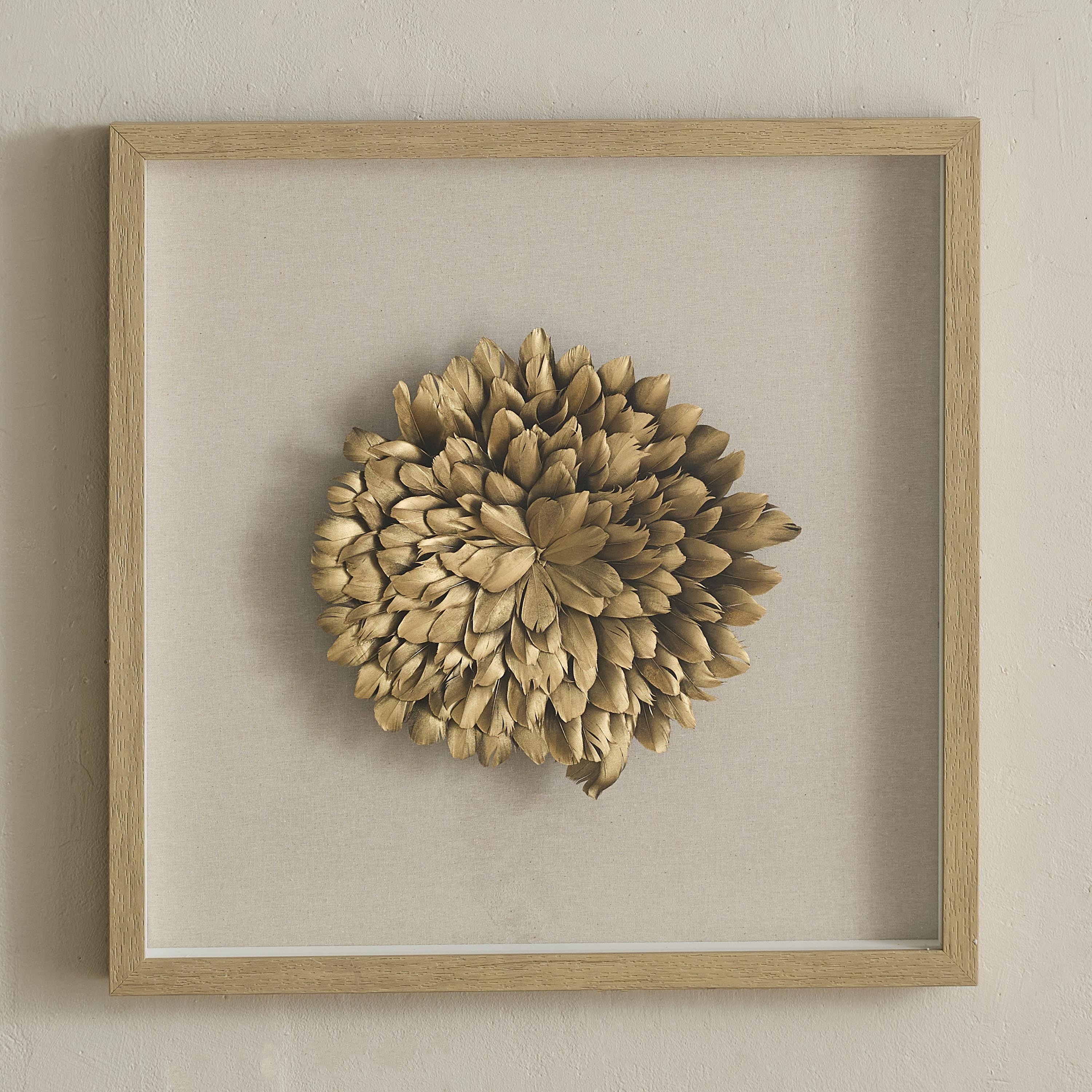 Olivia Luxe Wooden Feather Shadow Box  - 60x60 cm-hbxdiningroom-walldecor-wallart-image-2