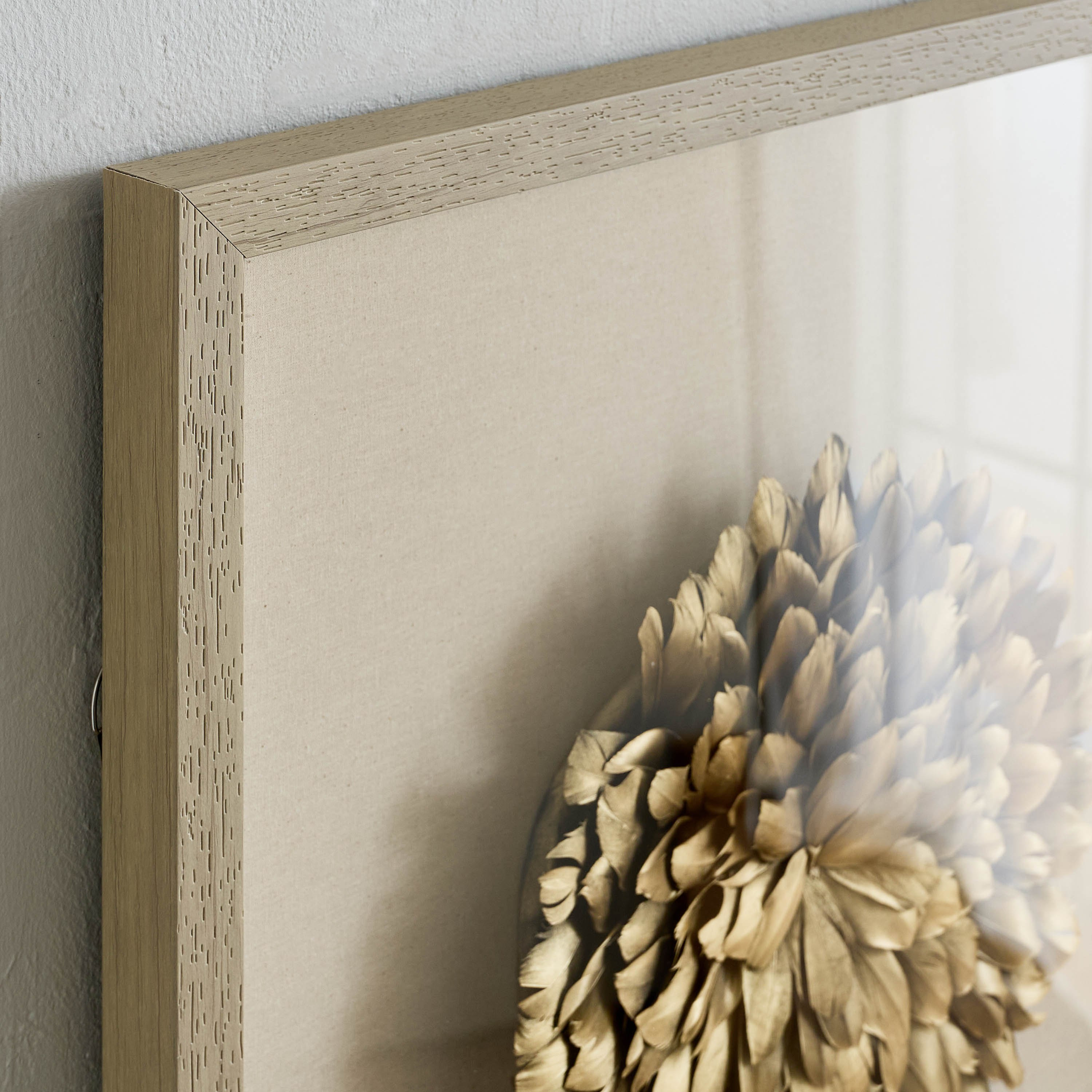 Olivia Luxe Wooden Feather Shadow Box  - 60x60 cm-hbxdiningroom-walldecor-wallart-image-4