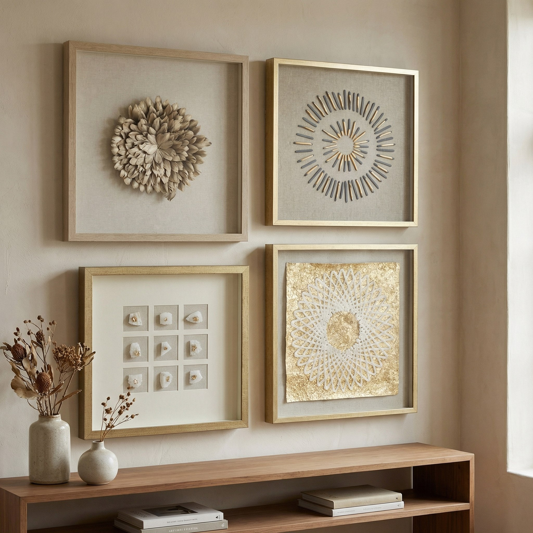 زينة صندوق ظلال فاخرة مع خشب طبيعي أوليفيا من مونوكروم-hbxdiningroom-walldecor-wallart-image-5