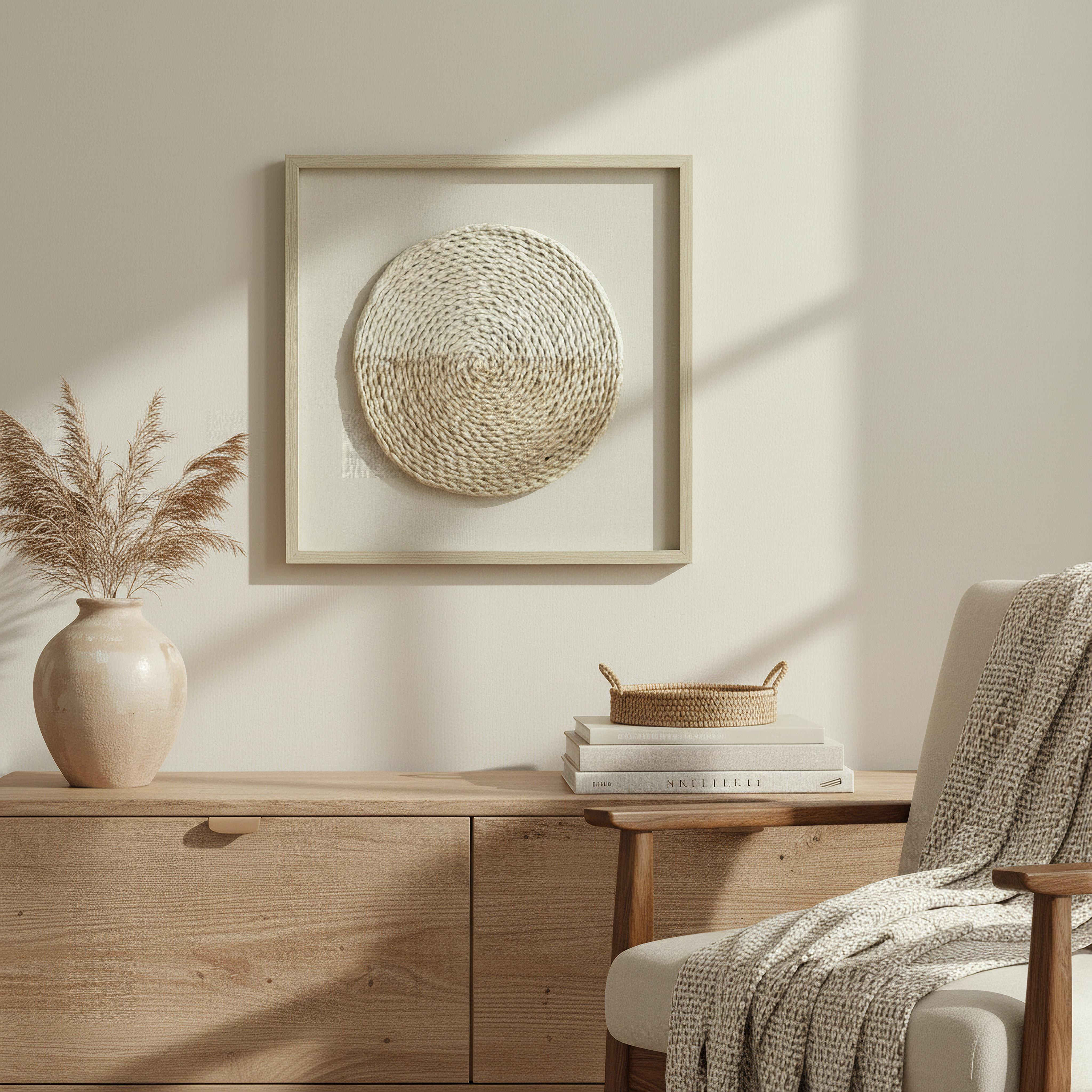 صندوق ظلال بعشب الرافيا الفاخر وإطار أوليفيا من مونوكروم-hbxdiningroom-walldecor-wallart-image-4
