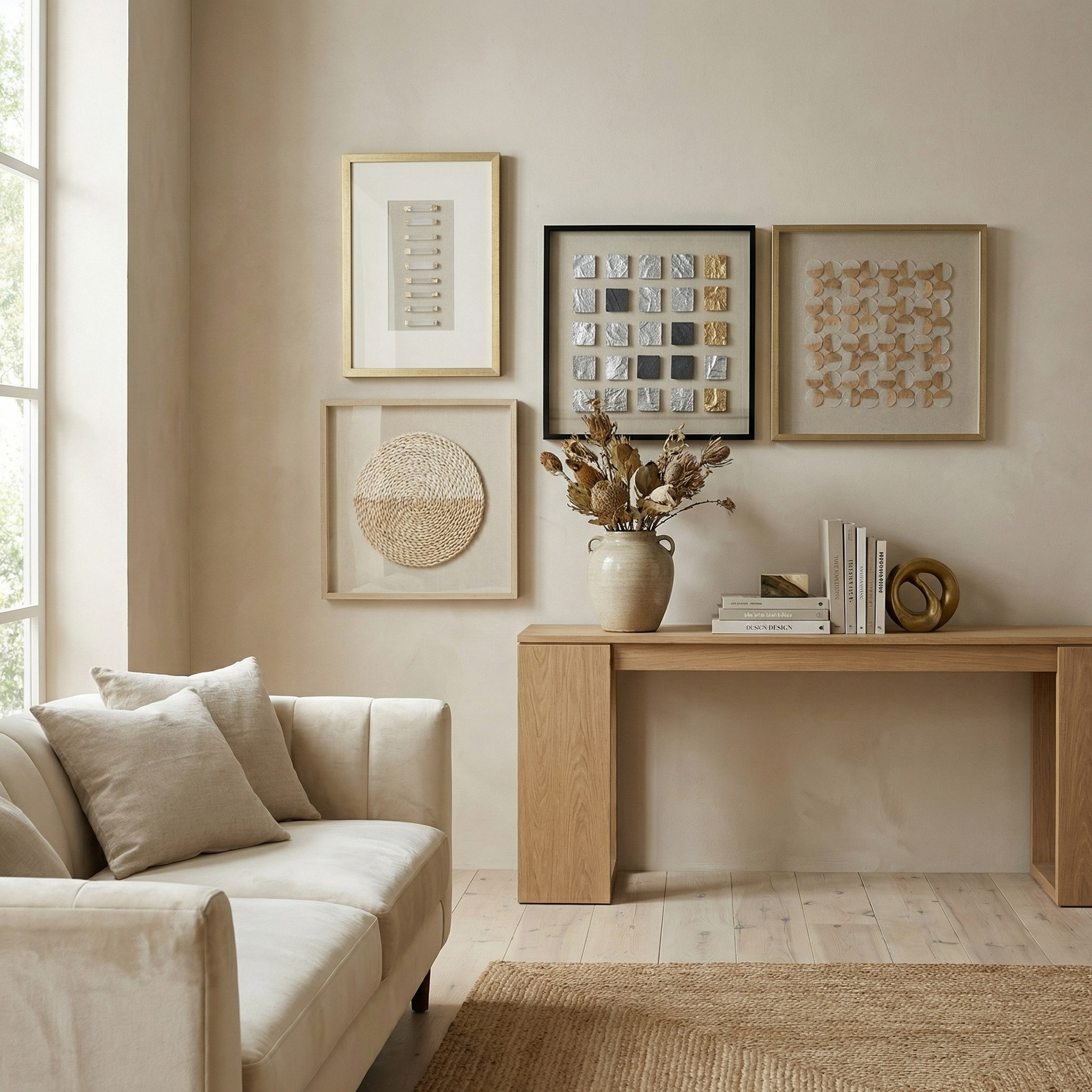 صندوق ظلال بعشب الرافيا الفاخر وإطار أوليفيا من مونوكروم-hbxdiningroom-walldecor-wallart-image-5