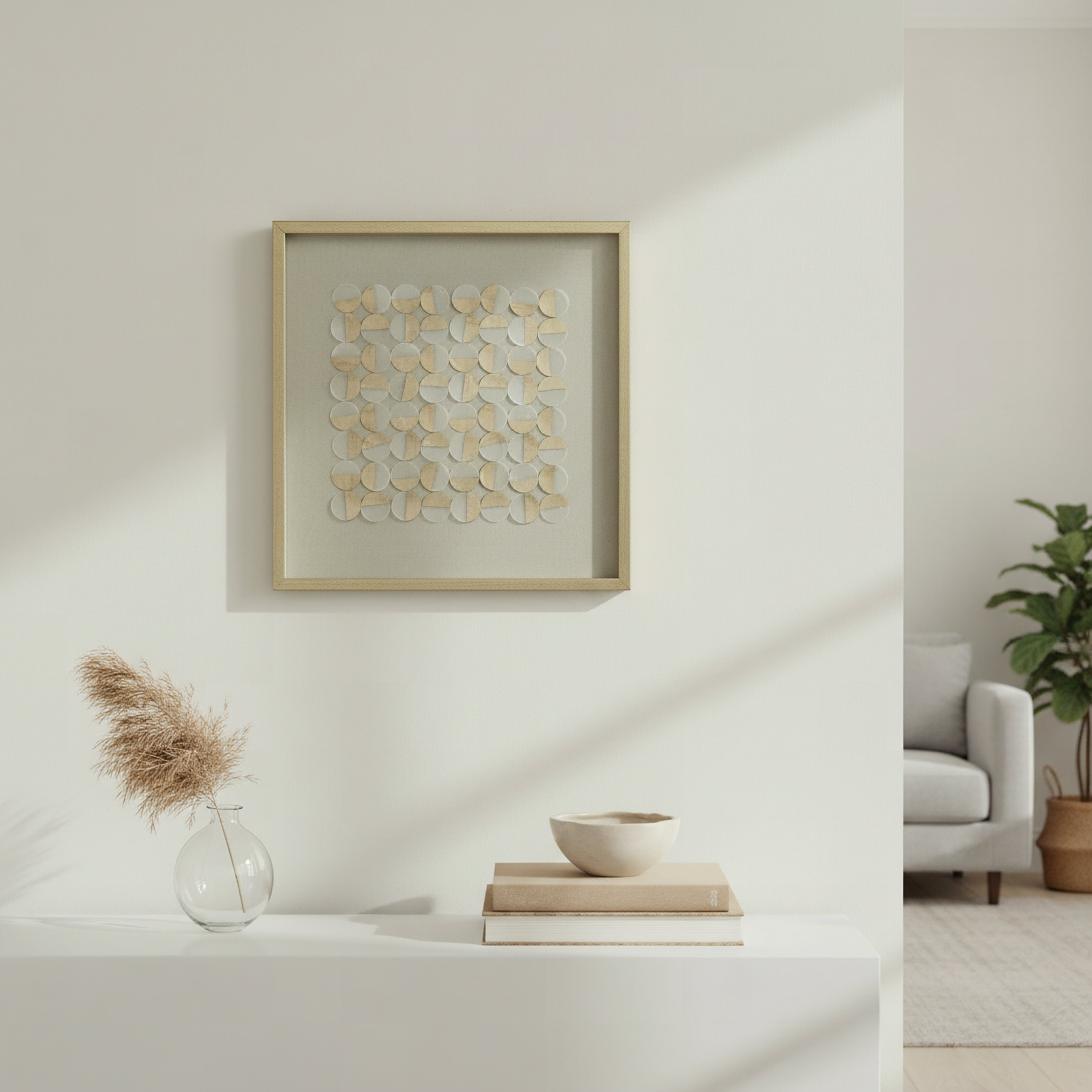 Olivia Luxe Shell Framed Shadow Box - 60x60 cm-hbxdiningroom-walldecor-wallart-image-3