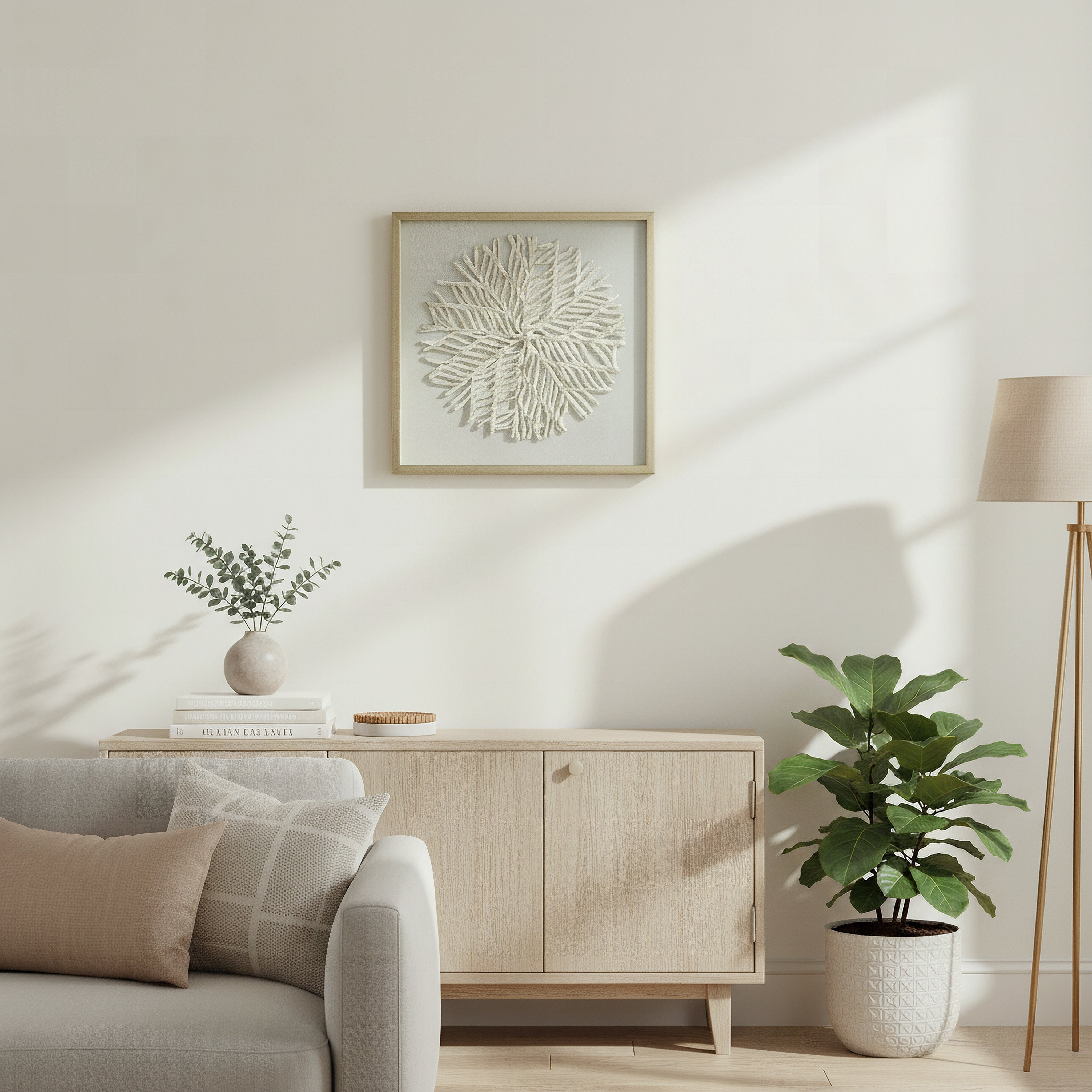 Umber Olivia Luxe Paper Shadow Box with Frame - 60x60 cm-hbxdiningroom-walldecor-wallart-image-4