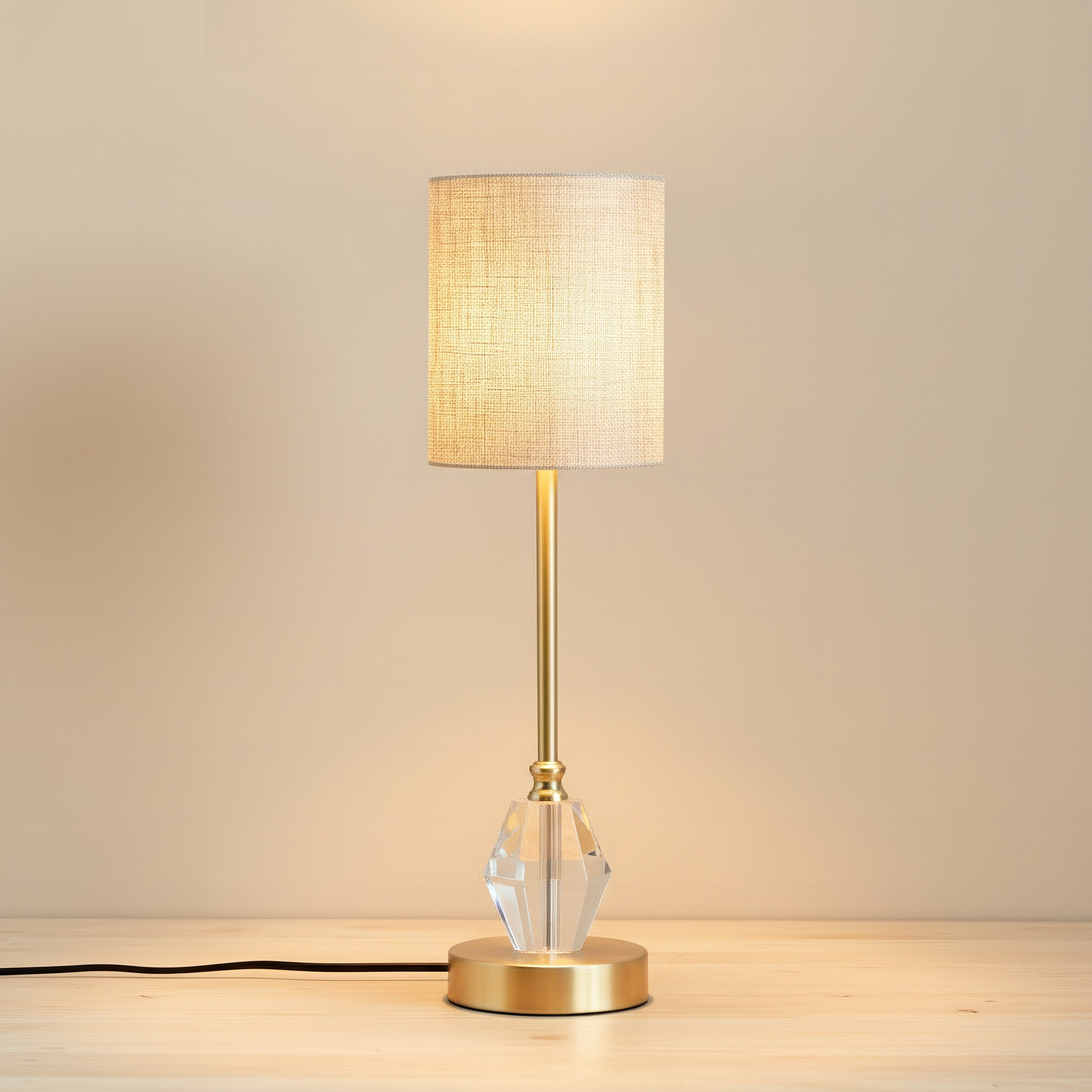 Pearson Metal and Crystal Table Lamp with Linen Shade - 12.7x43.1 cm-hbxbedroom-lighting-tablelamps-image-2