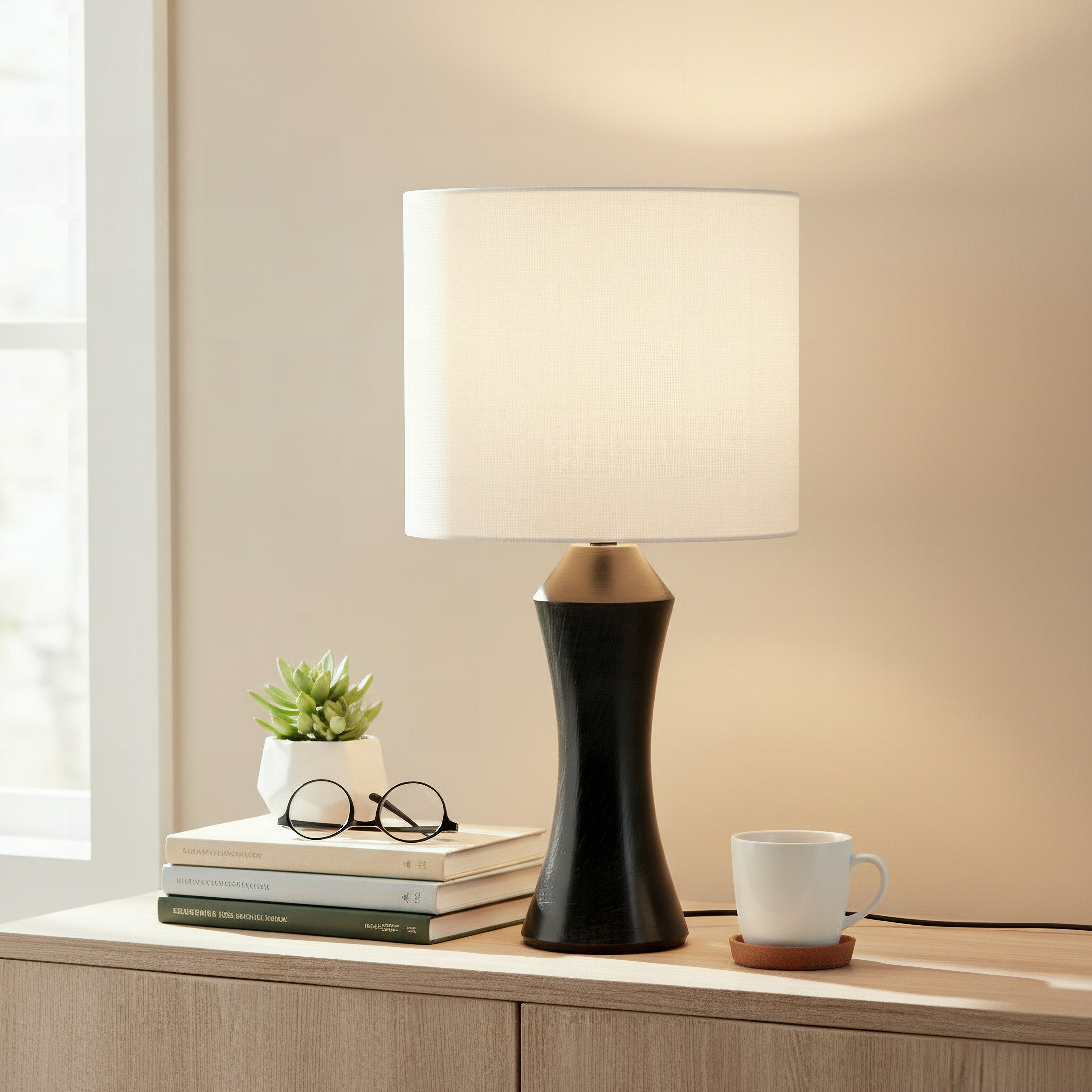 Pearson Marble Table Lamp with Linen Shade - 17.7x36 cm-hbxbedroom-lighting-tablelamps-image-5