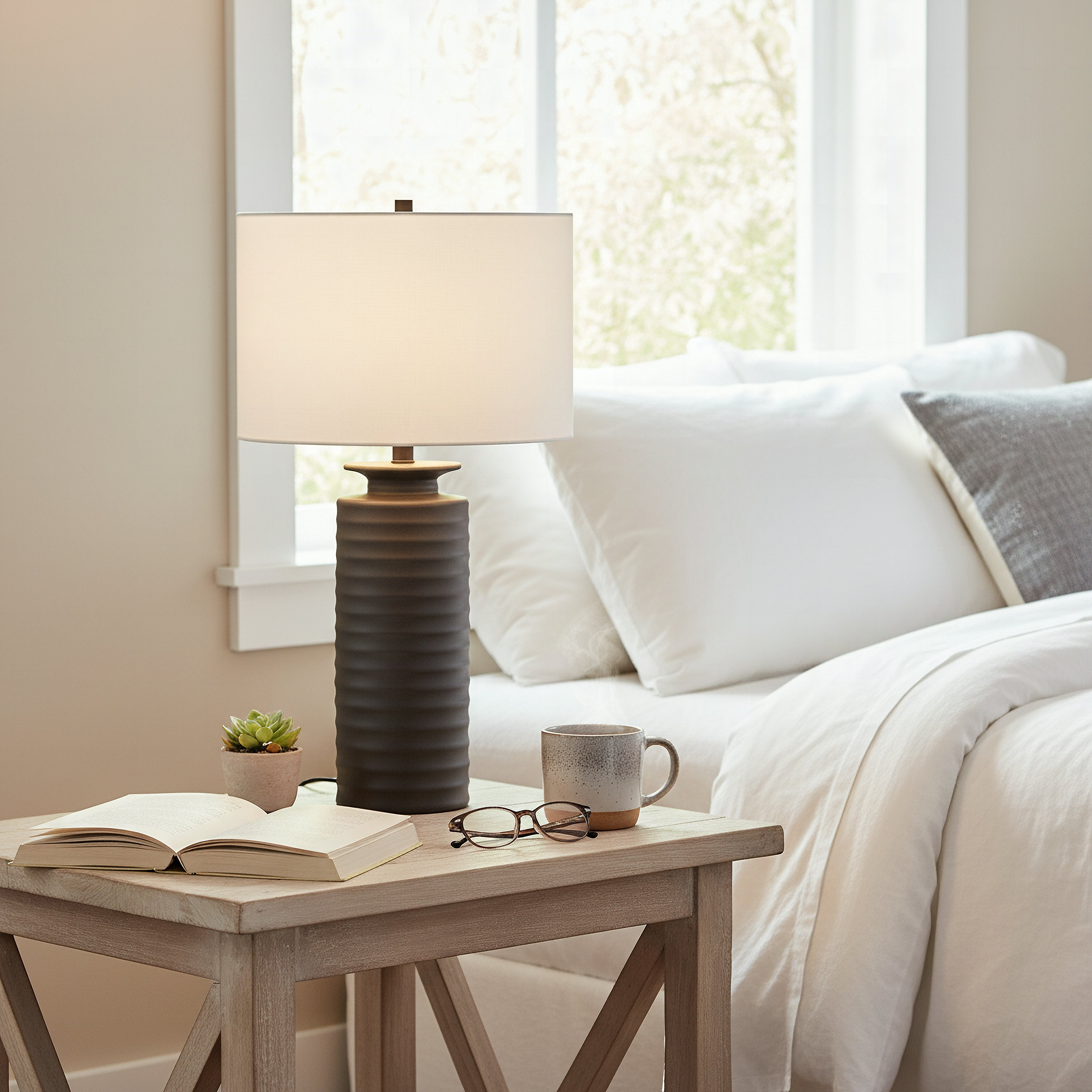 Pearson Ceramic Table Lamp with Linen Shade - 38x66.5 cm-hbxbedroom-lighting-tablelamps-image-5
