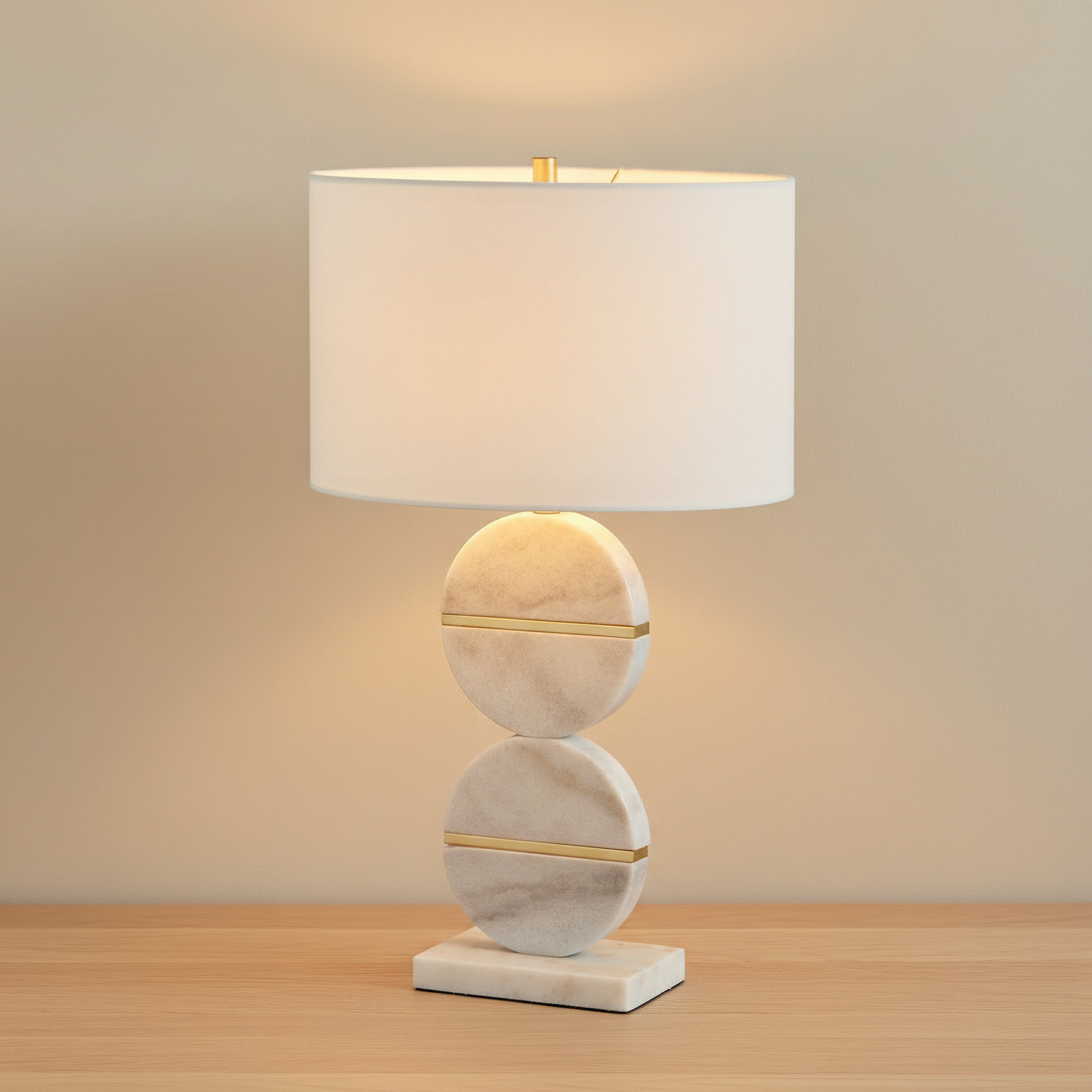 Pearson Marble Table Lamp with Metal Accent and Linen Shade - 43x68.5 cm-hbxbedroom-lighting-tablelamps-image-2