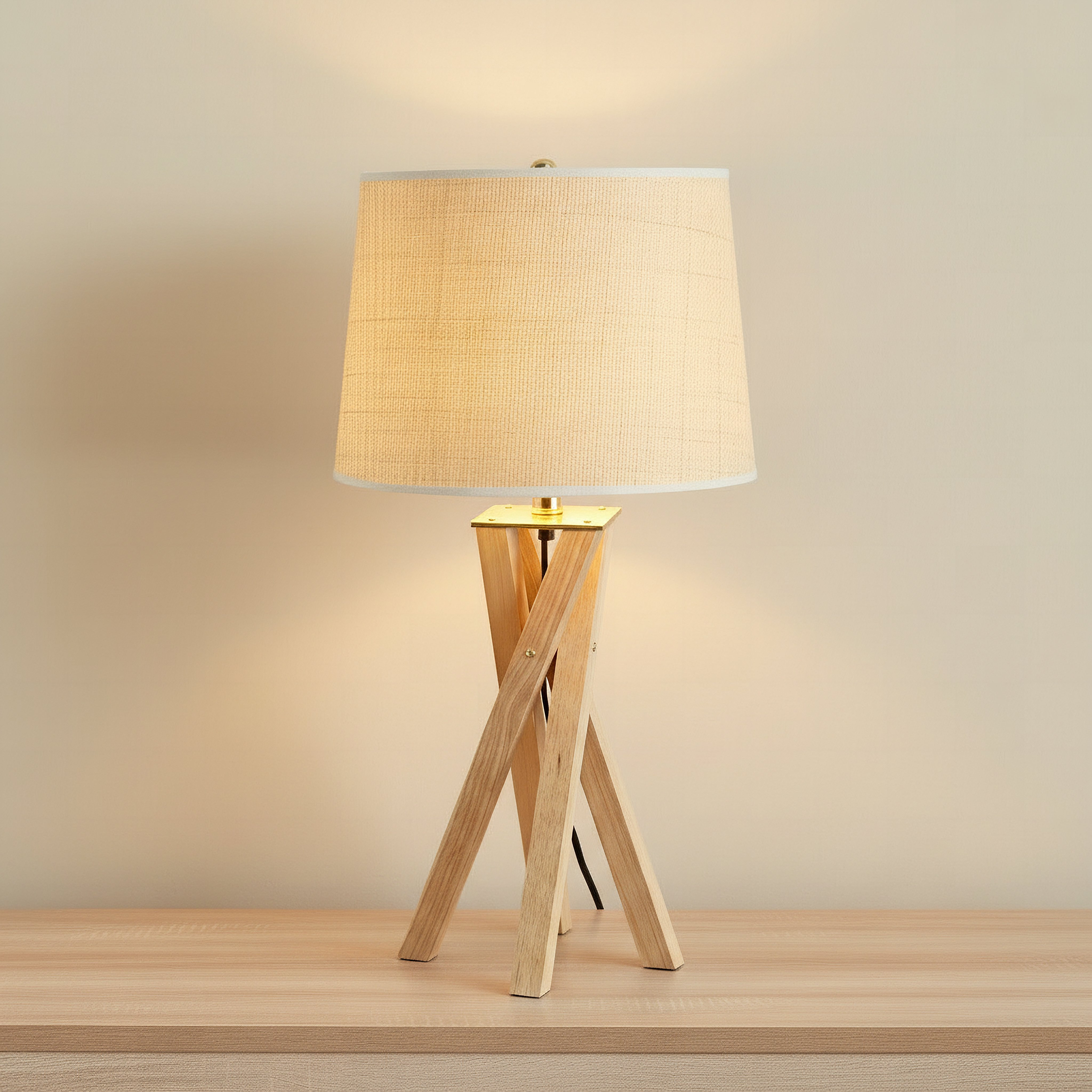 Pearson Solid Wood Tripod Lamp with Linen Shade - 30x68.5 cm-hbxbedroom-lighting-tablelamps-image-2