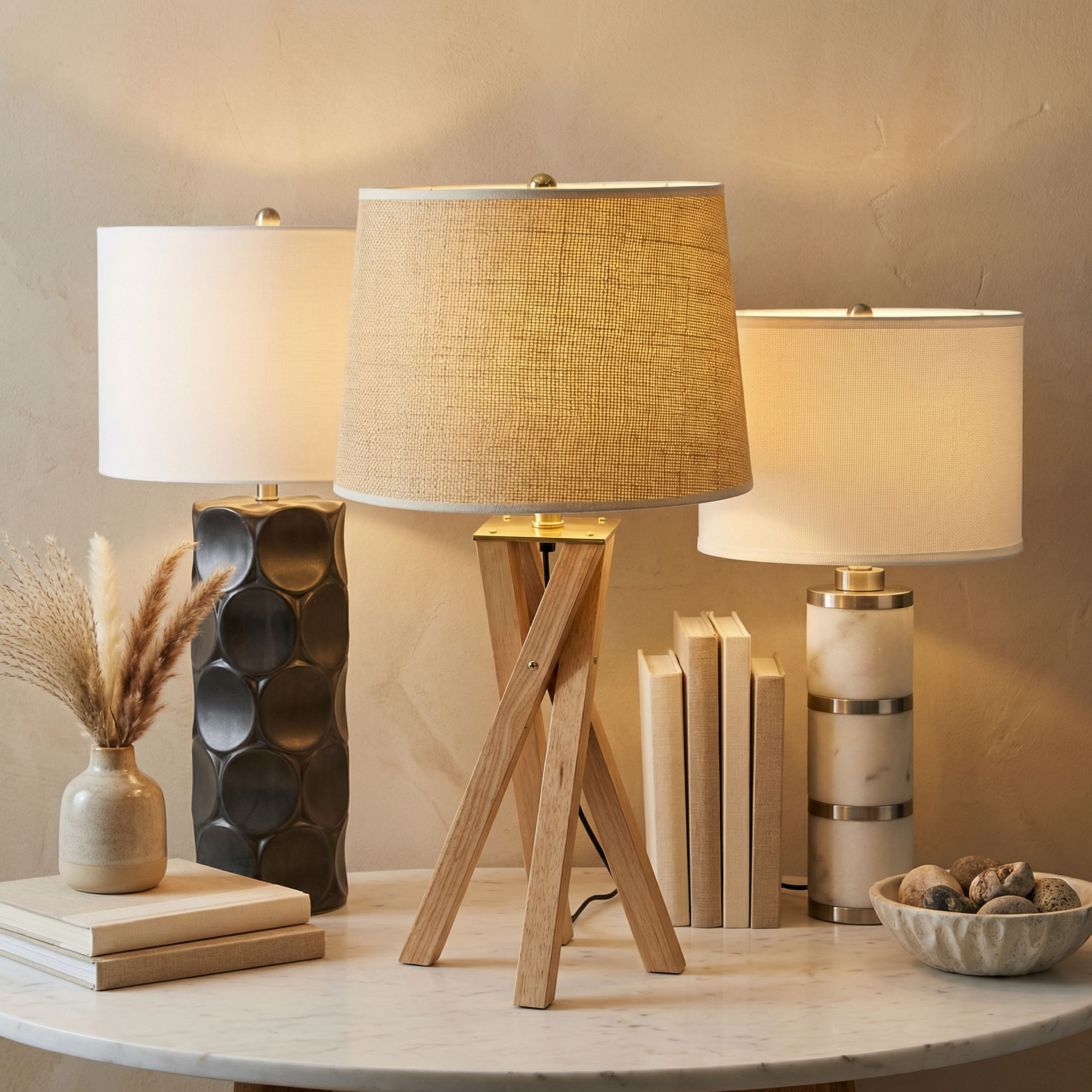 Pearson Solid Wood Tripod Lamp with Linen Shade - 30x68.5 cm-hbxbedroom-lighting-tablelamps-image-6