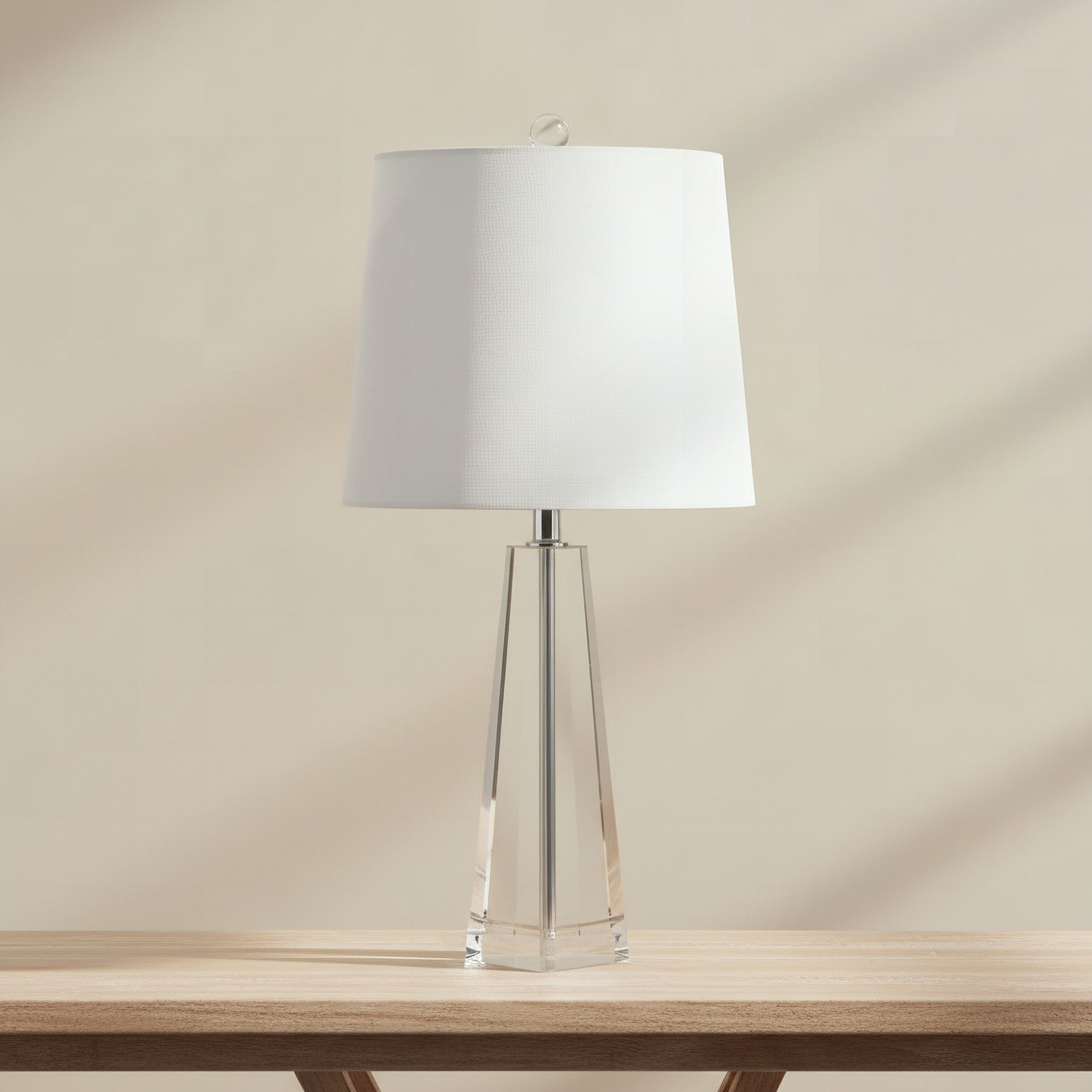 Pearson Crystal Table Lamp with Linen Shade - 25x63.5 cm-hbxbedroom-lighting-tablelamps-image-1