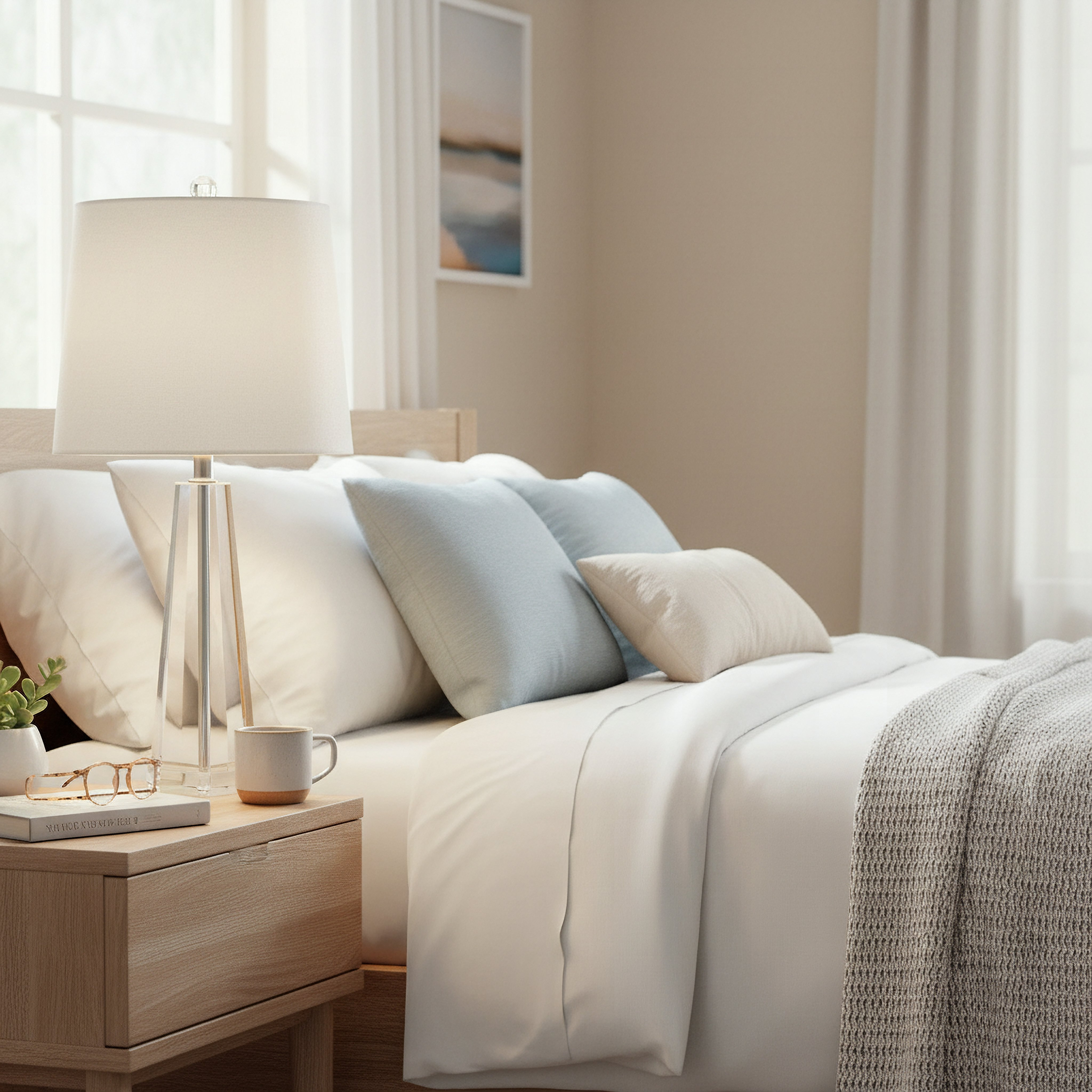 Pearson Crystal Table Lamp with Linen Shade - 25x63.5 cm-hbxbedroom-lighting-tablelamps-image-5
