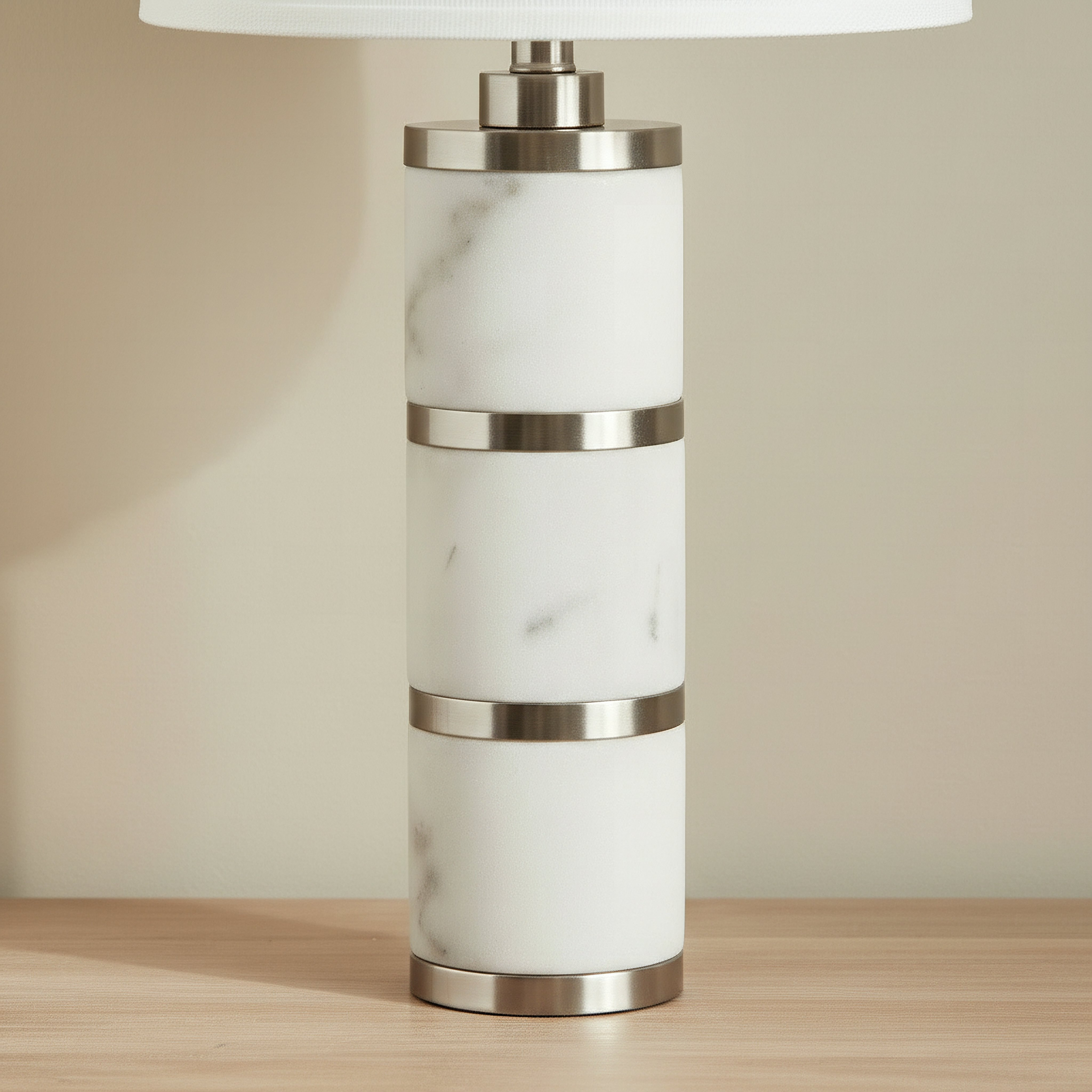 Pearson Marble and Metal Table Lamp with Linen Shade - 35x62 cm-hbxbedroom-lighting-tablelamps-image-4