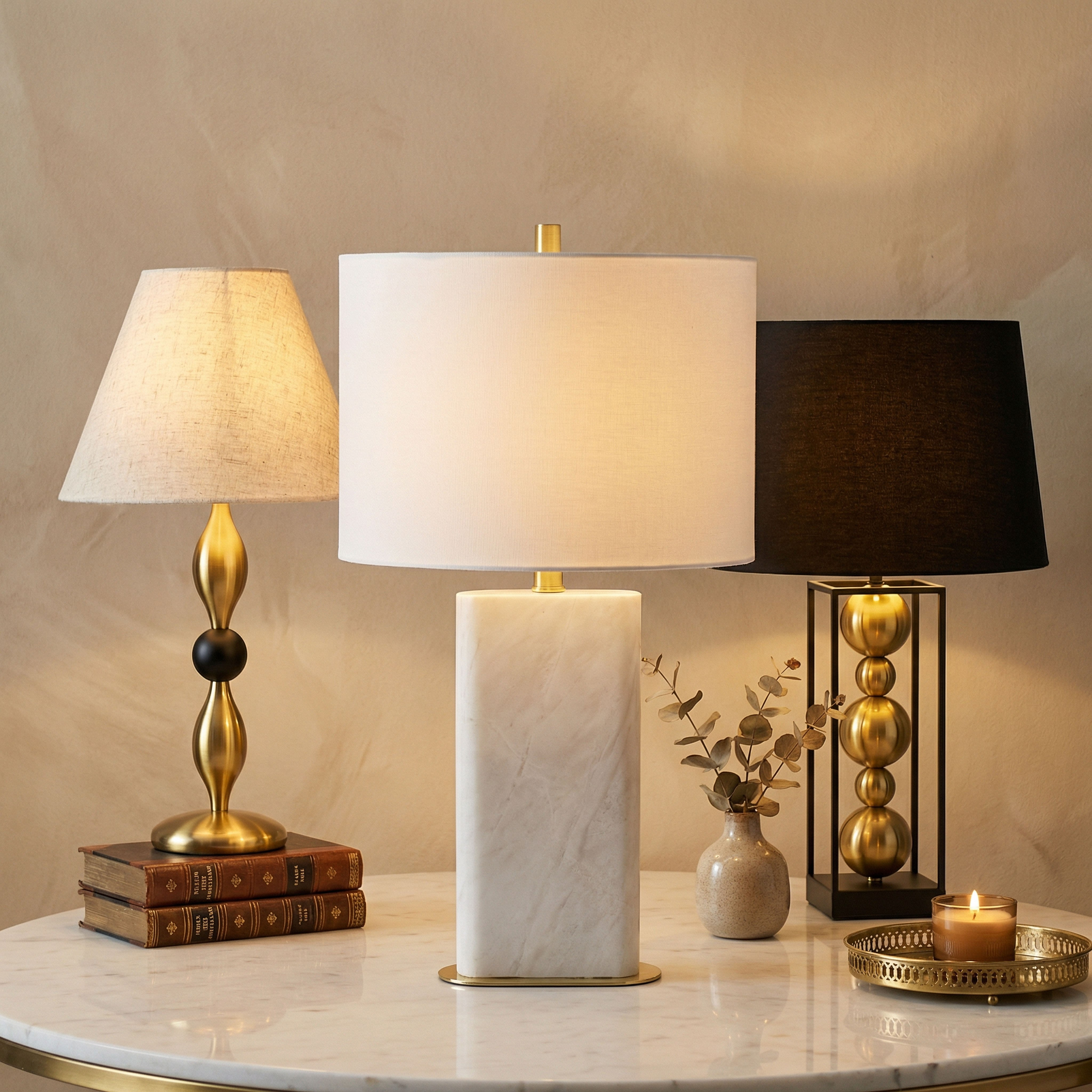 Pearson Marble and Metal Table Lamp - 33x60 cm-hbxbedroom-lighting-tablelamps-image-6