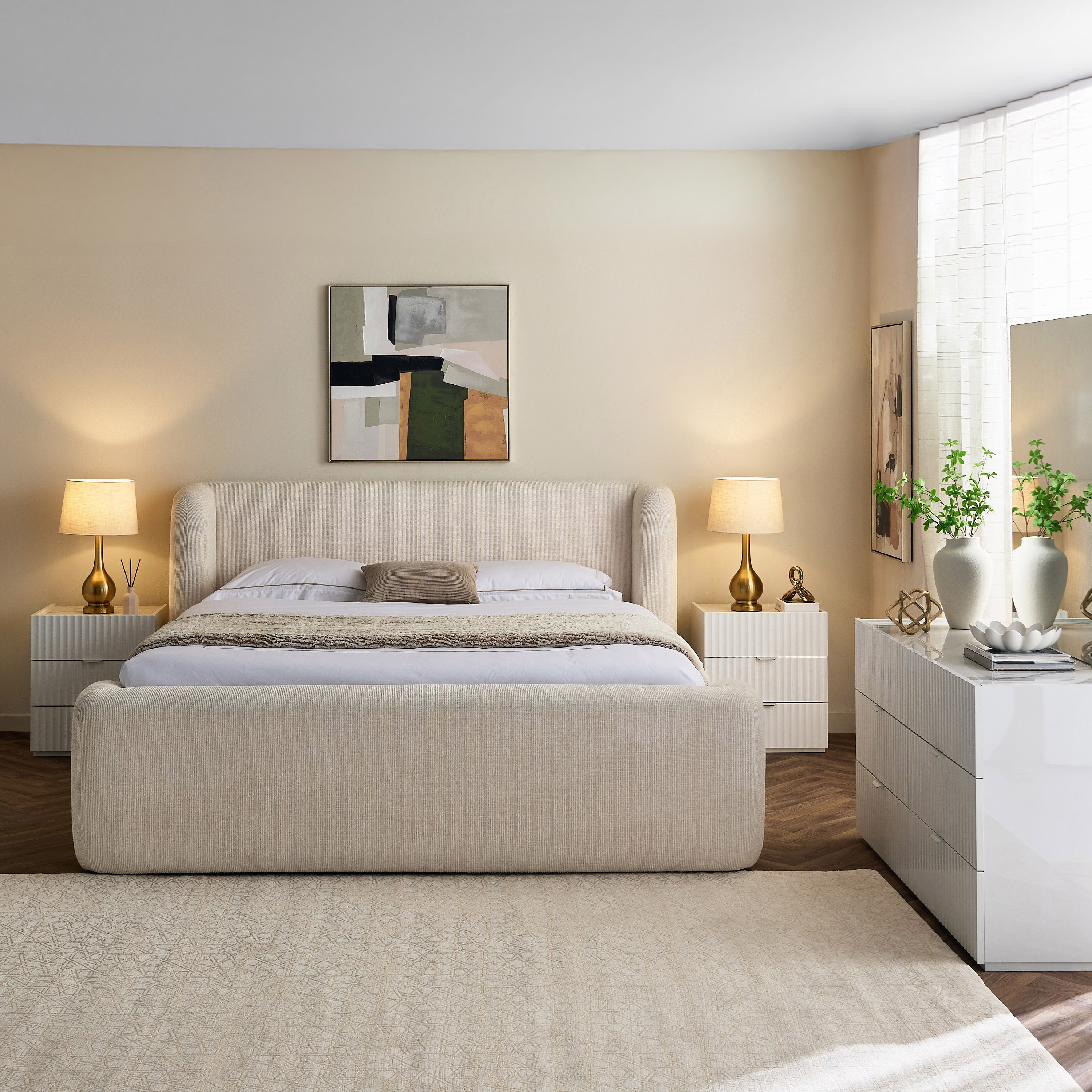 Arctic Upholstered Hydraulic Storage Sintered Stone 5-Piece  King Bedroom Set - 180x200 cm-hbxbedroom-bedsandbedsets-bedroomsets-king-image-19