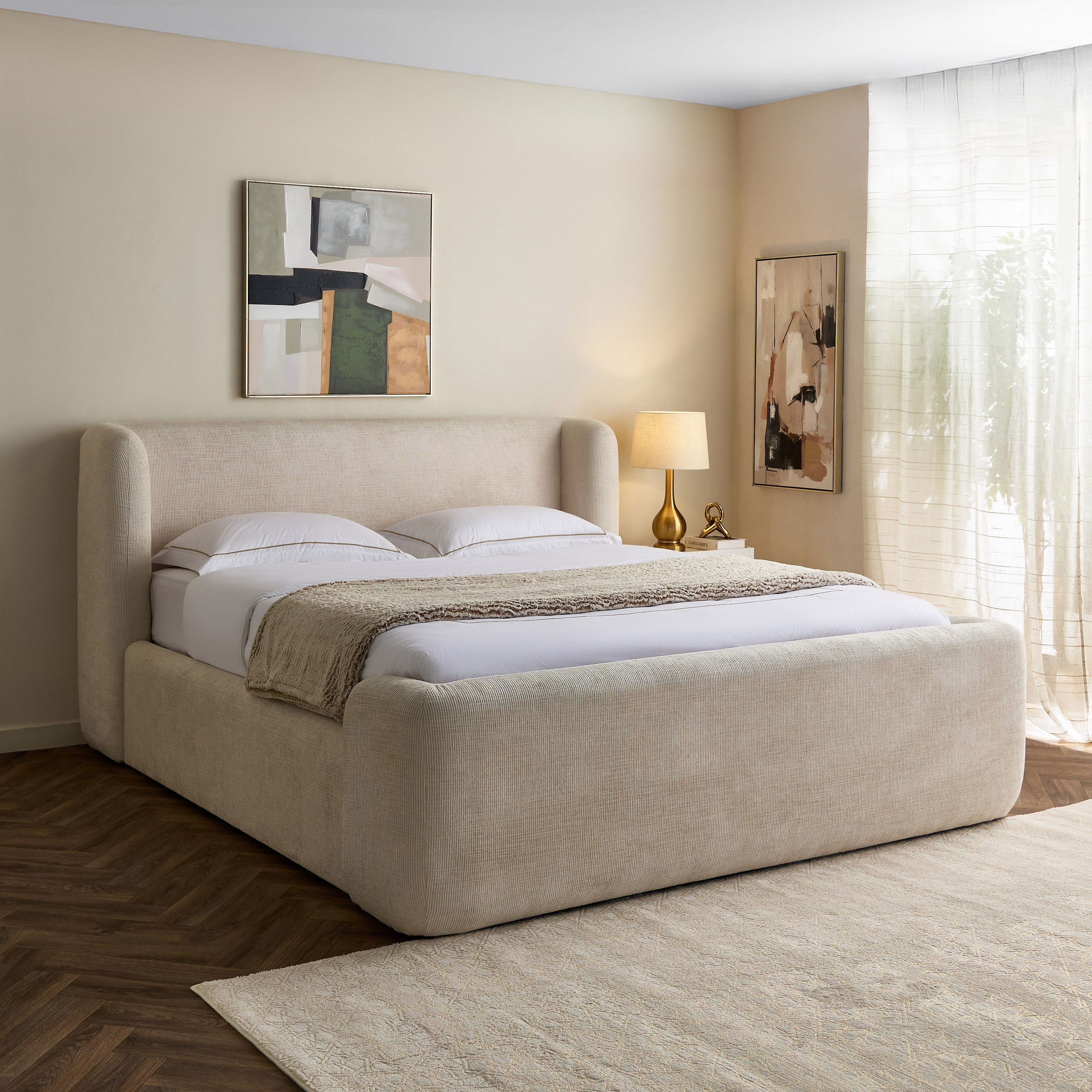 Arctic Upholstered Hydraulic Storage Sintered Stone 5-Piece  King Bedroom Set - 180x200 cm-hbxbedroom-bedsandbedsets-bedroomsets-king-image-2