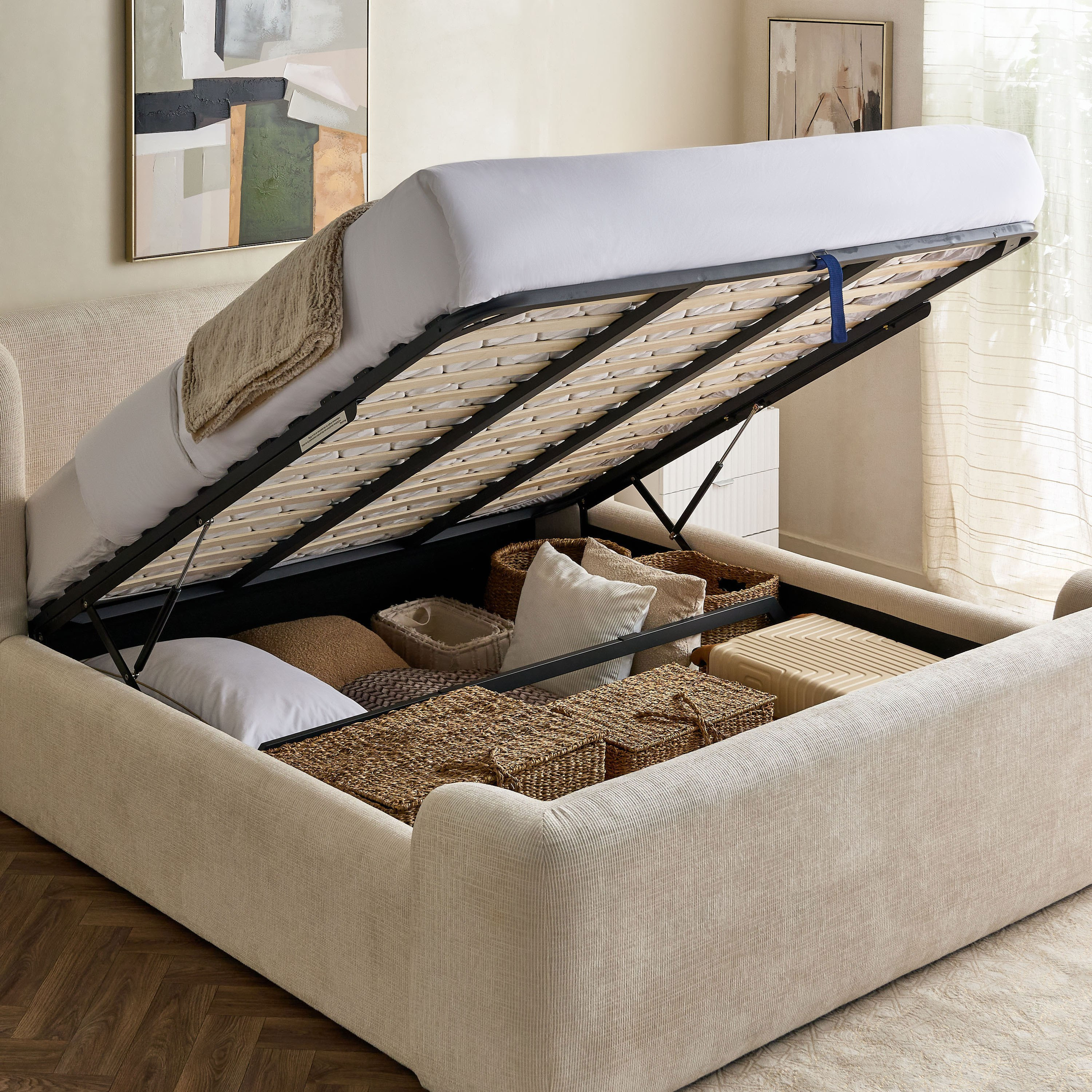 Arctic Upholstered Hydraulic Storage Sintered Stone 5-Piece  King Bedroom Set - 180x200 cm-hbxbedroom-bedsandbedsets-bedroomsets-king-image-6