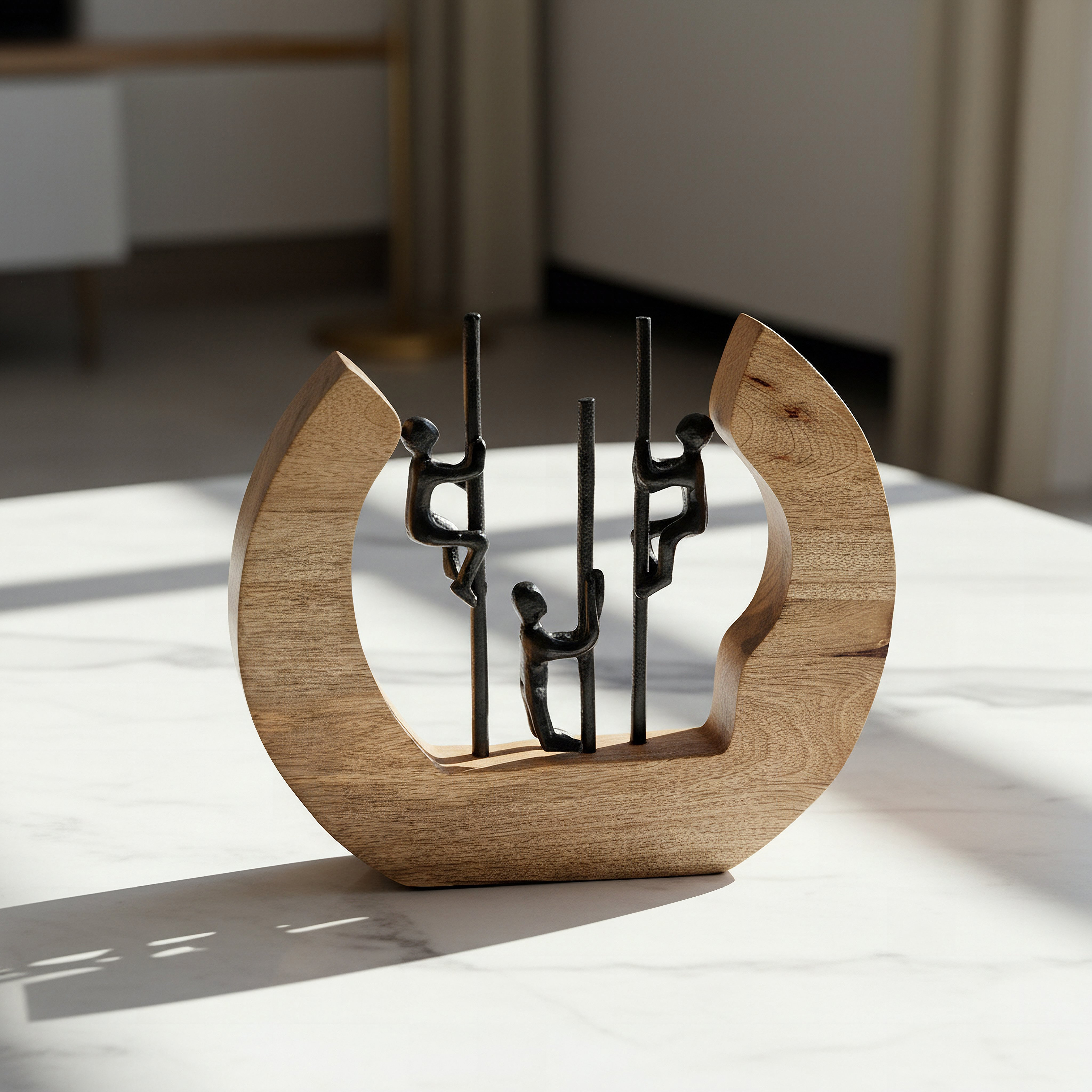 Monochrome Odin Aluminium Sculptures on Pole with Wooden Base  - 22x4x22 cm-hbxhomeware-homedecor-figurinesandornaments-image-1