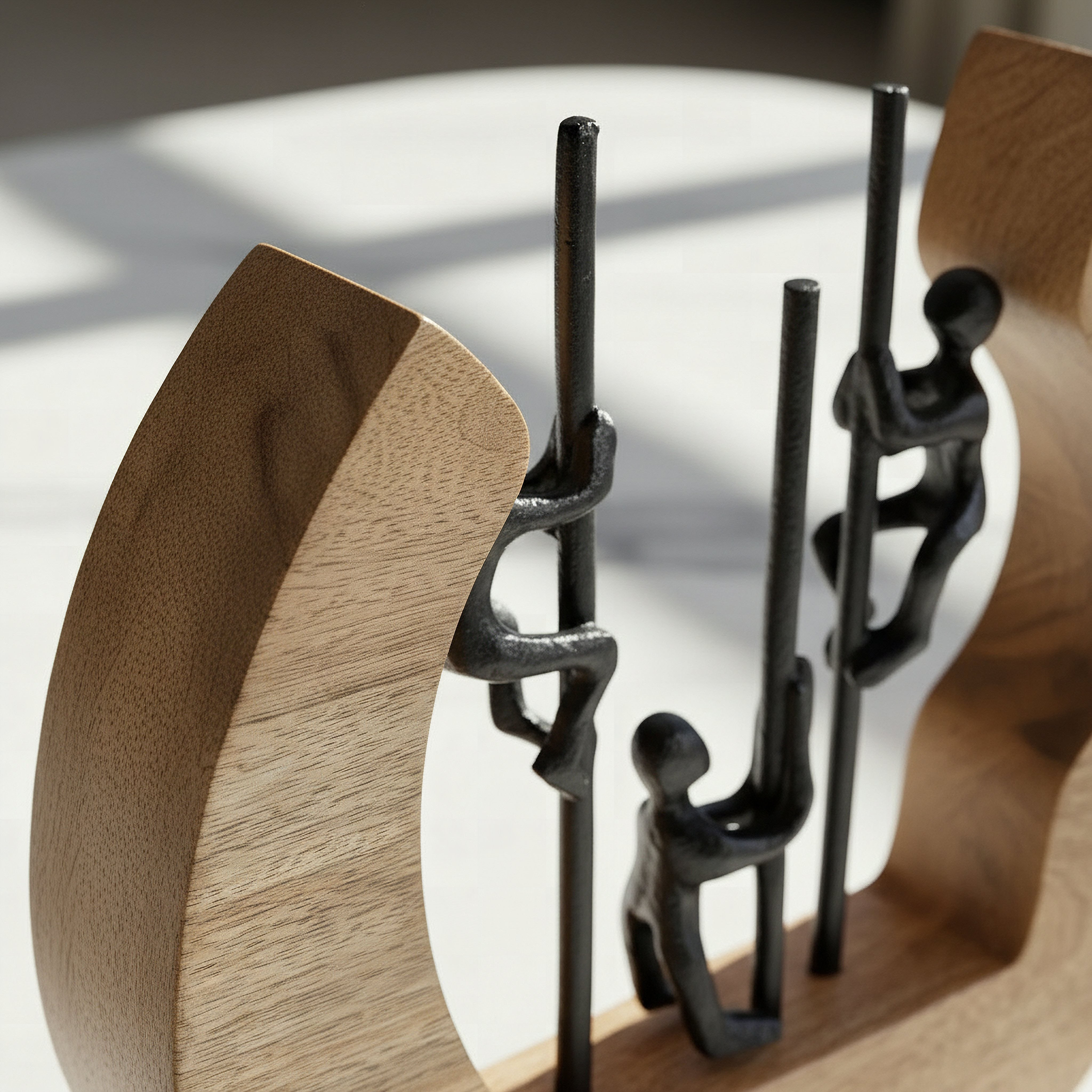 Monochrome Odin Aluminium Sculptures on Pole with Wooden Base  - 22x4x22 cm-hbxhomeware-homedecor-figurinesandornaments-image-2