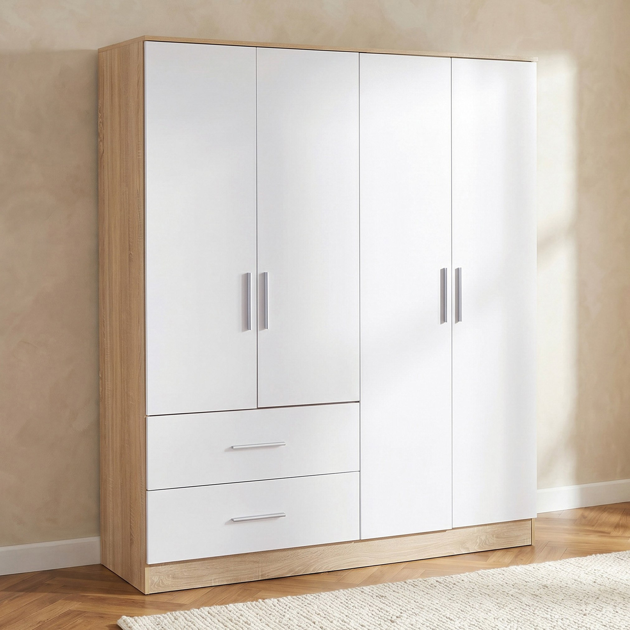 Movo Coda NXT 4-Door Wardrobe with 2 Drawers-hbxfurniture-wardrobes-image-1