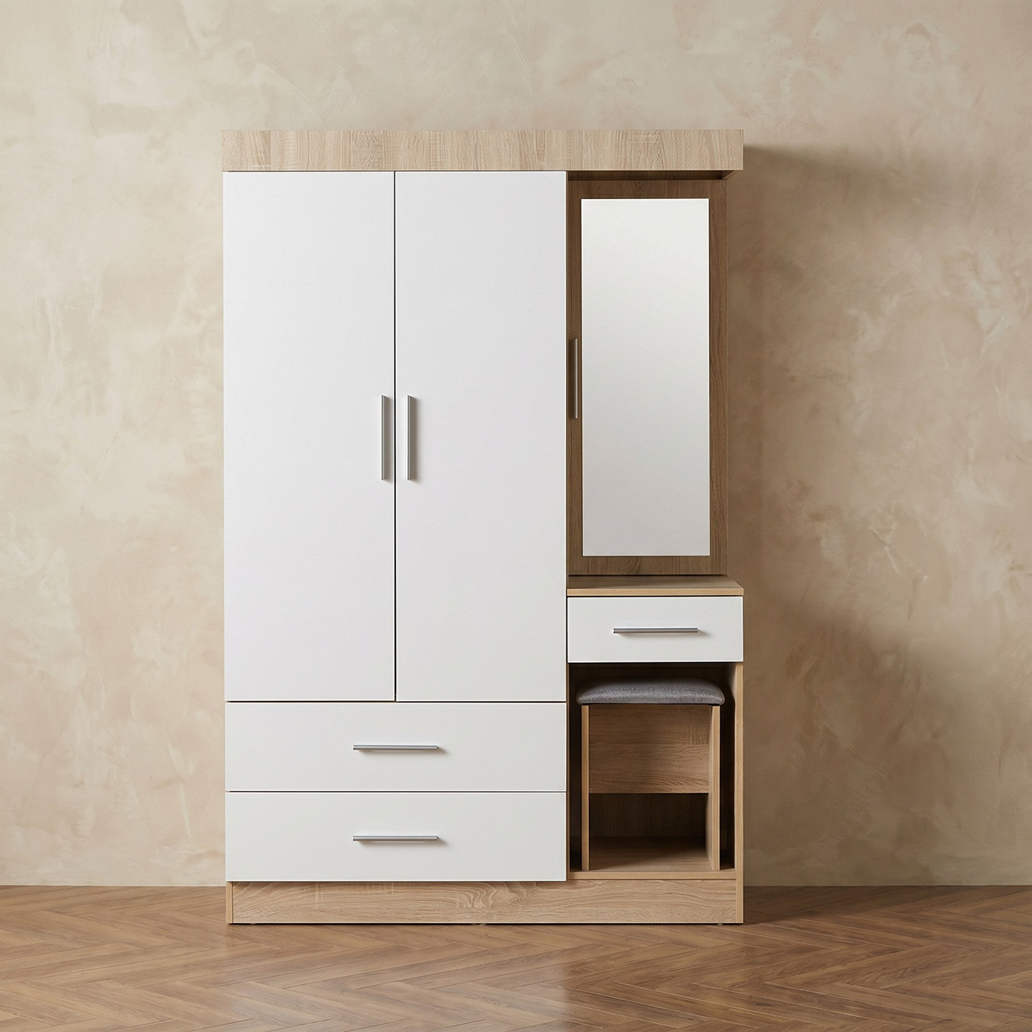 خزانة ملابس ببابين و3 أدراج مع مرآة ومقعد كودا أن أكس تي من موفو-hbxfurniture-wardrobes-image-2