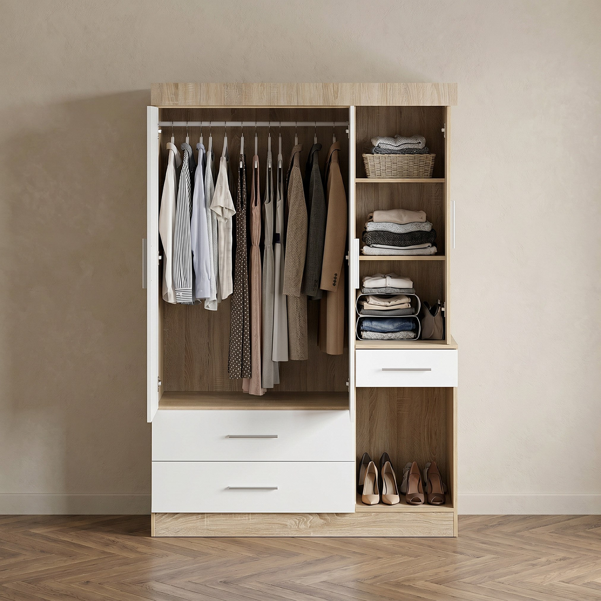 خزانة ملابس ببابين و3 أدراج مع مرآة ومقعد كودا أن أكس تي من موفو-hbxfurniture-wardrobes-image-3