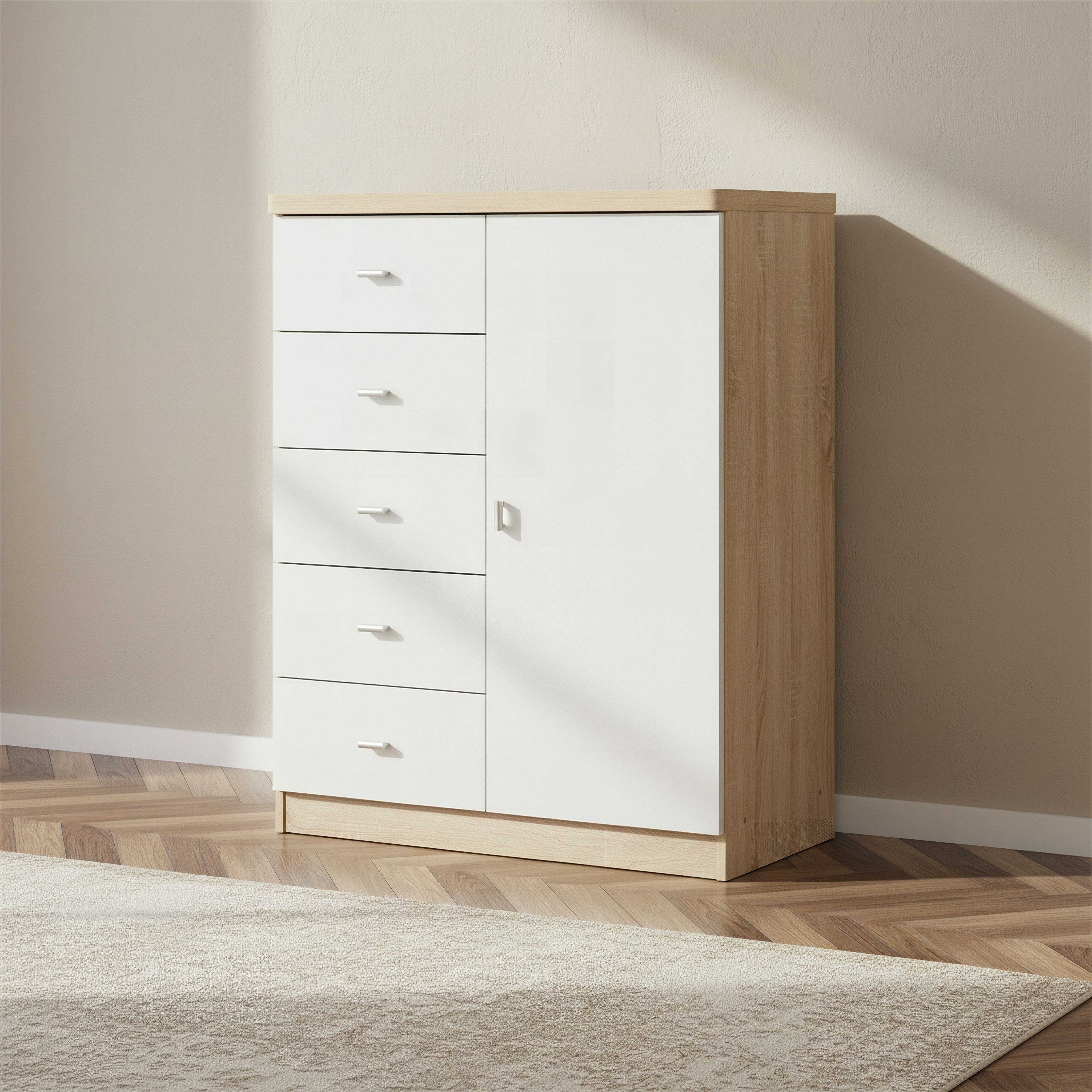 Movo Coda NXT 1-Door Chest of 5-Drawers-hbxfurniture-dressersandchests-chestofdrawers-image-1