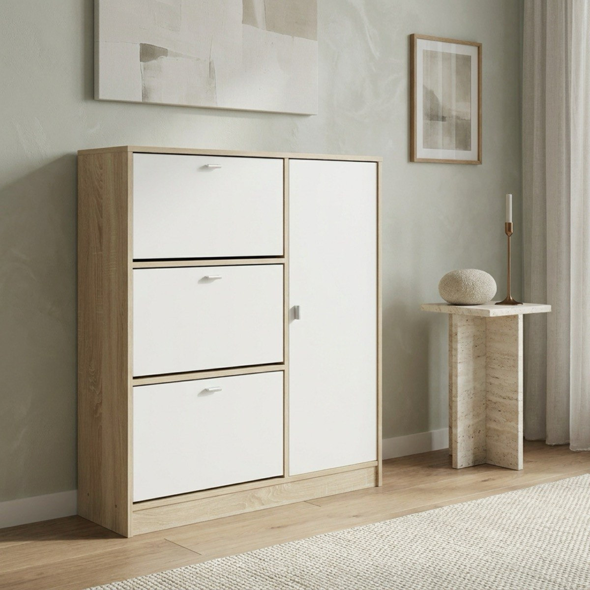 Movo Elga NXT 22-Pair 1-Door Shoe Cabinet with 3 Tiers-hbxbedroom-shoecabinetsandracks-image-1