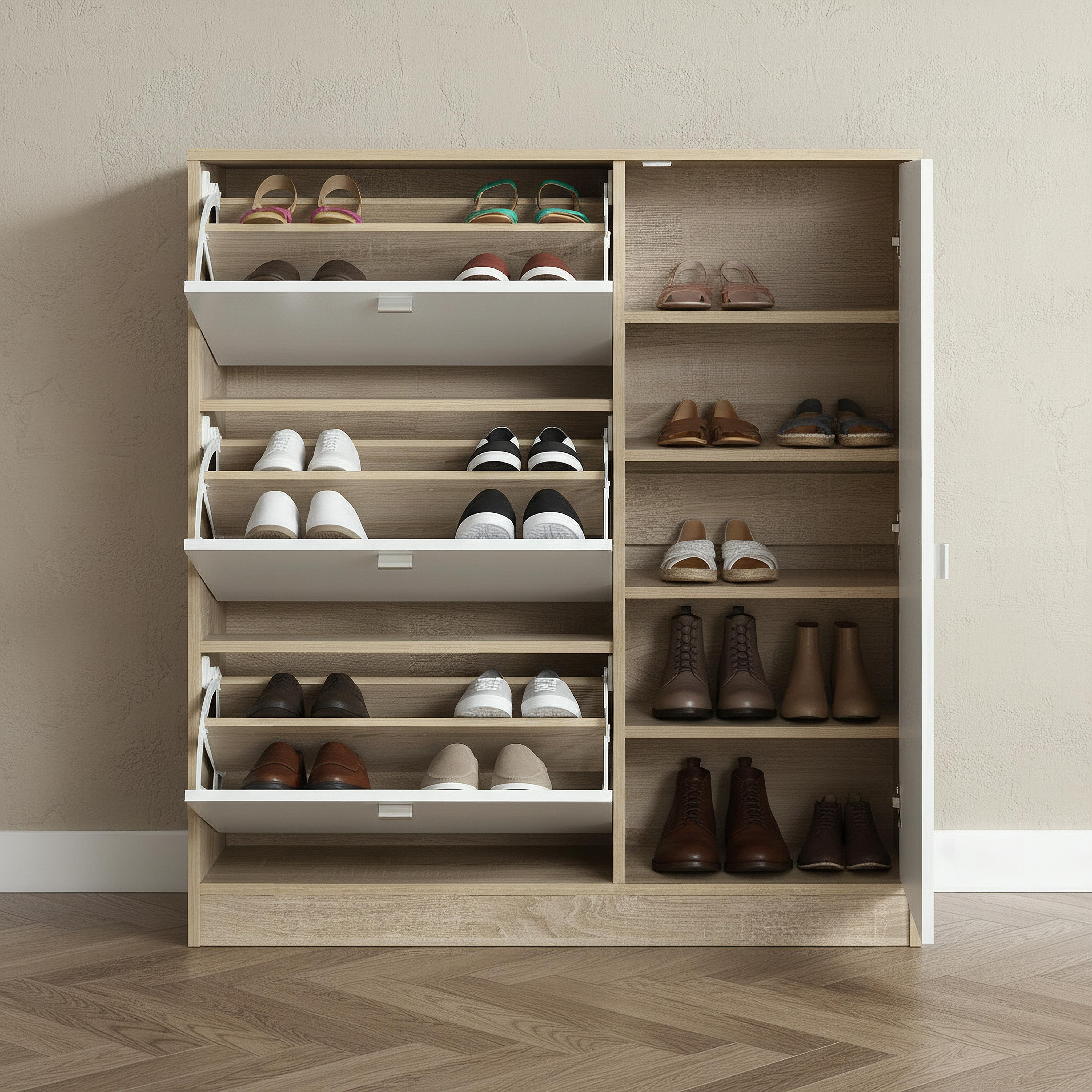 Movo Elga NXT 22-Pair 1-Door Shoe Cabinet with 3 Tiers-hbxbedroom-shoecabinetsandracks-image-3