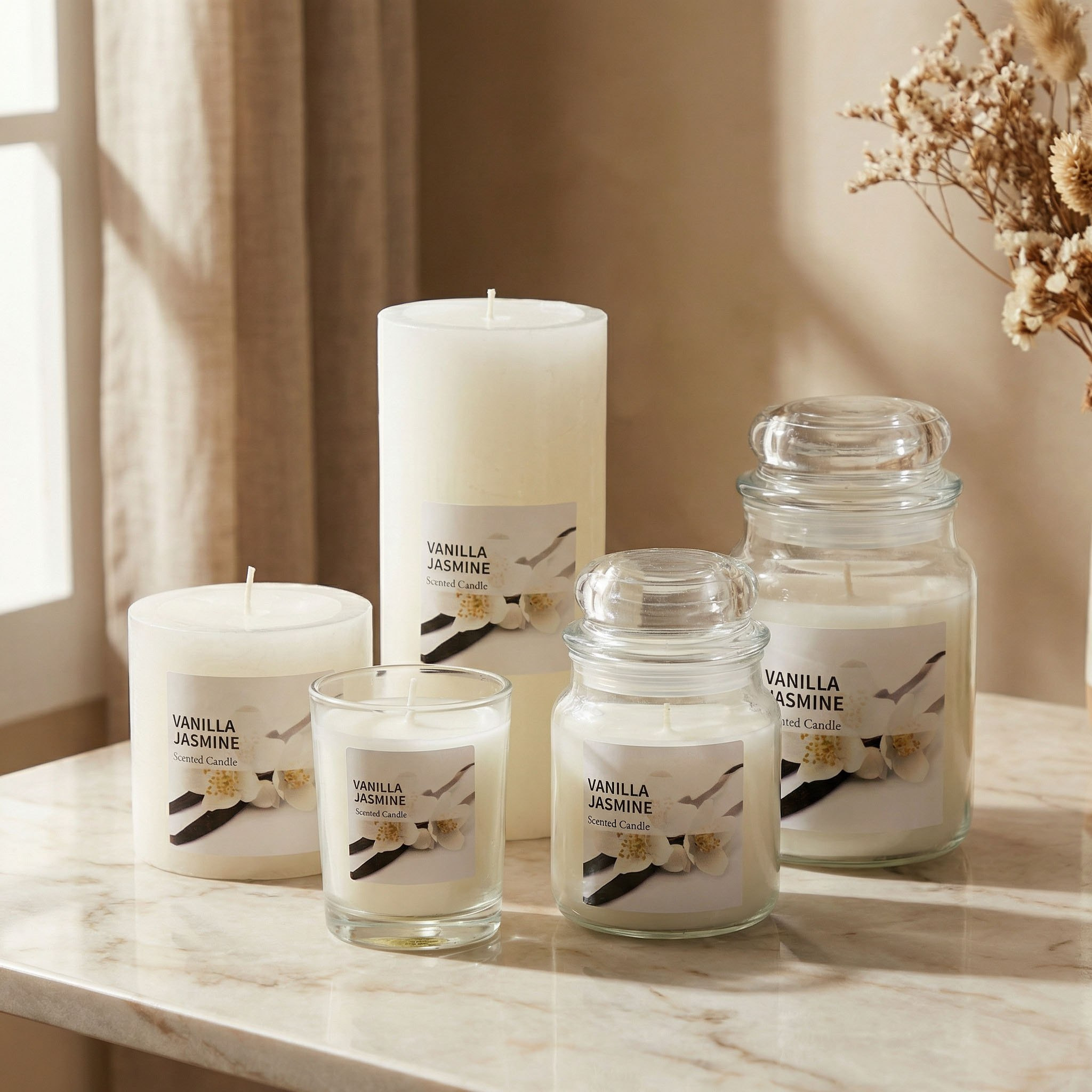 Qara 50 gm Vanilla Jasmine Scented Glass Candle - 5.1x6.2 cm-hbxlivingroom-decorandaccessories-candles-image-5