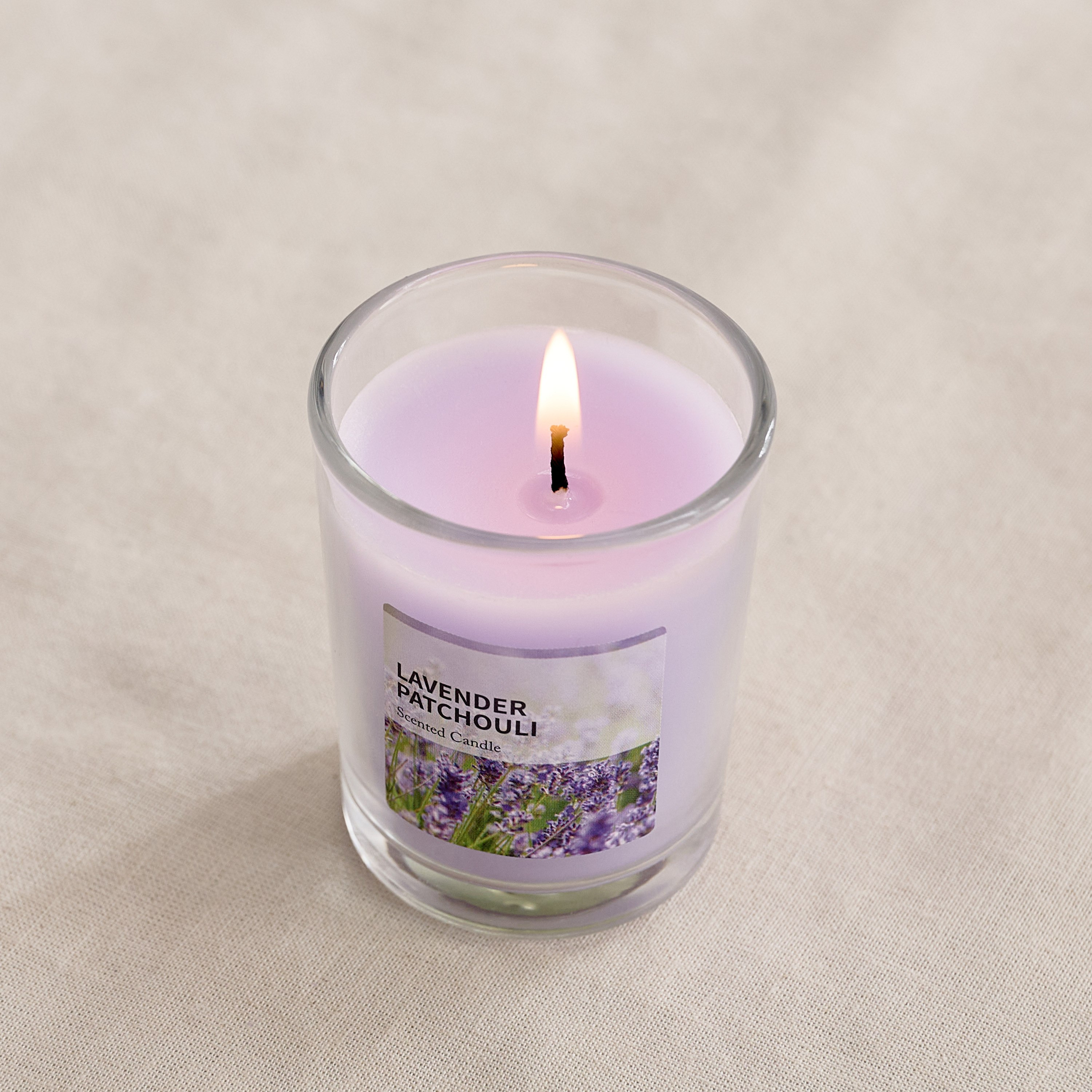Qara 50 gm Lavender Patchouli Scented Glass Candle - 5.1x6.2 cm-hbxlivingroom-decorandaccessories-candles-image-2