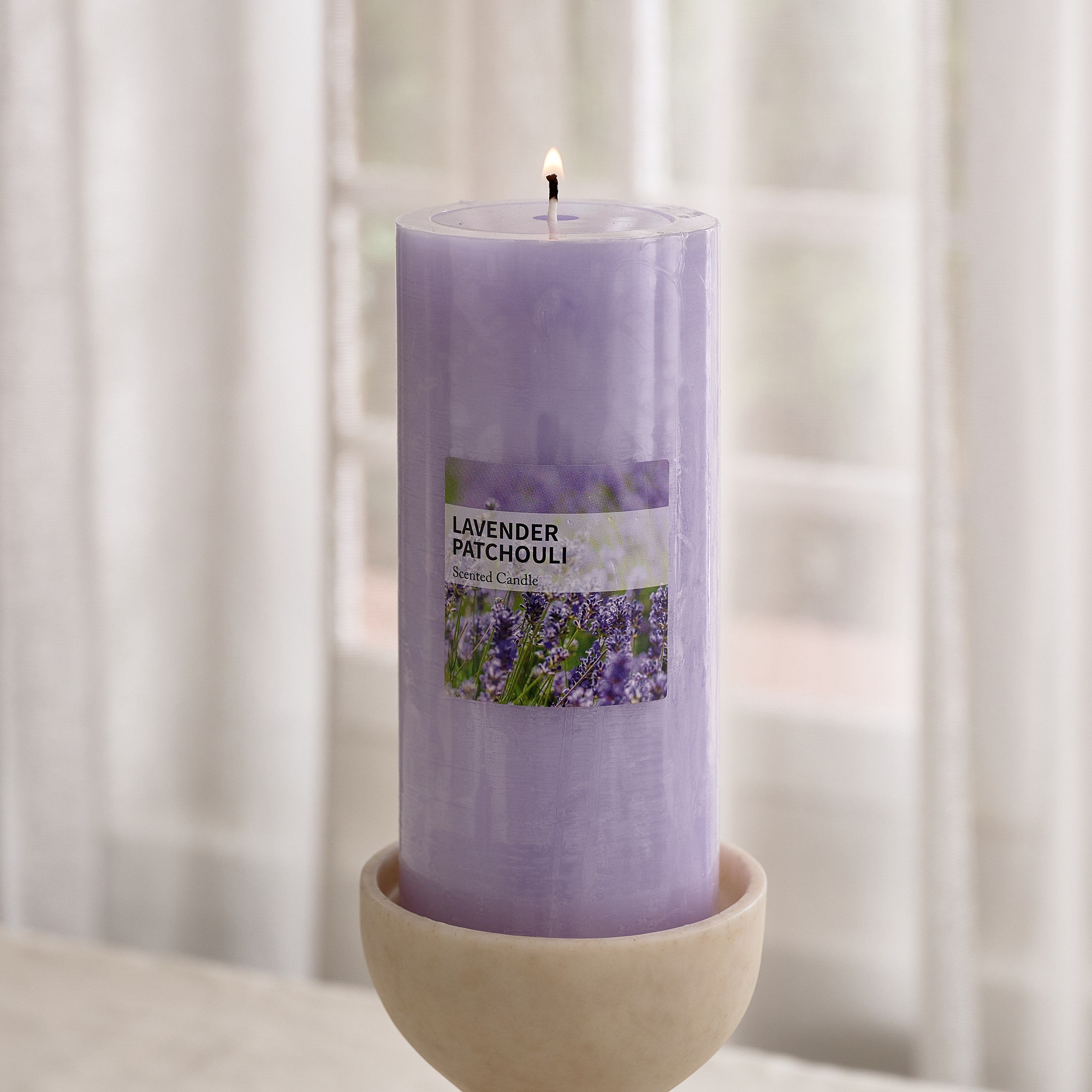 Qara Lavender Patchouli Pillar Candle - 6.8x15 cm-hbxlivingroom-decorandaccessories-candles-image-2