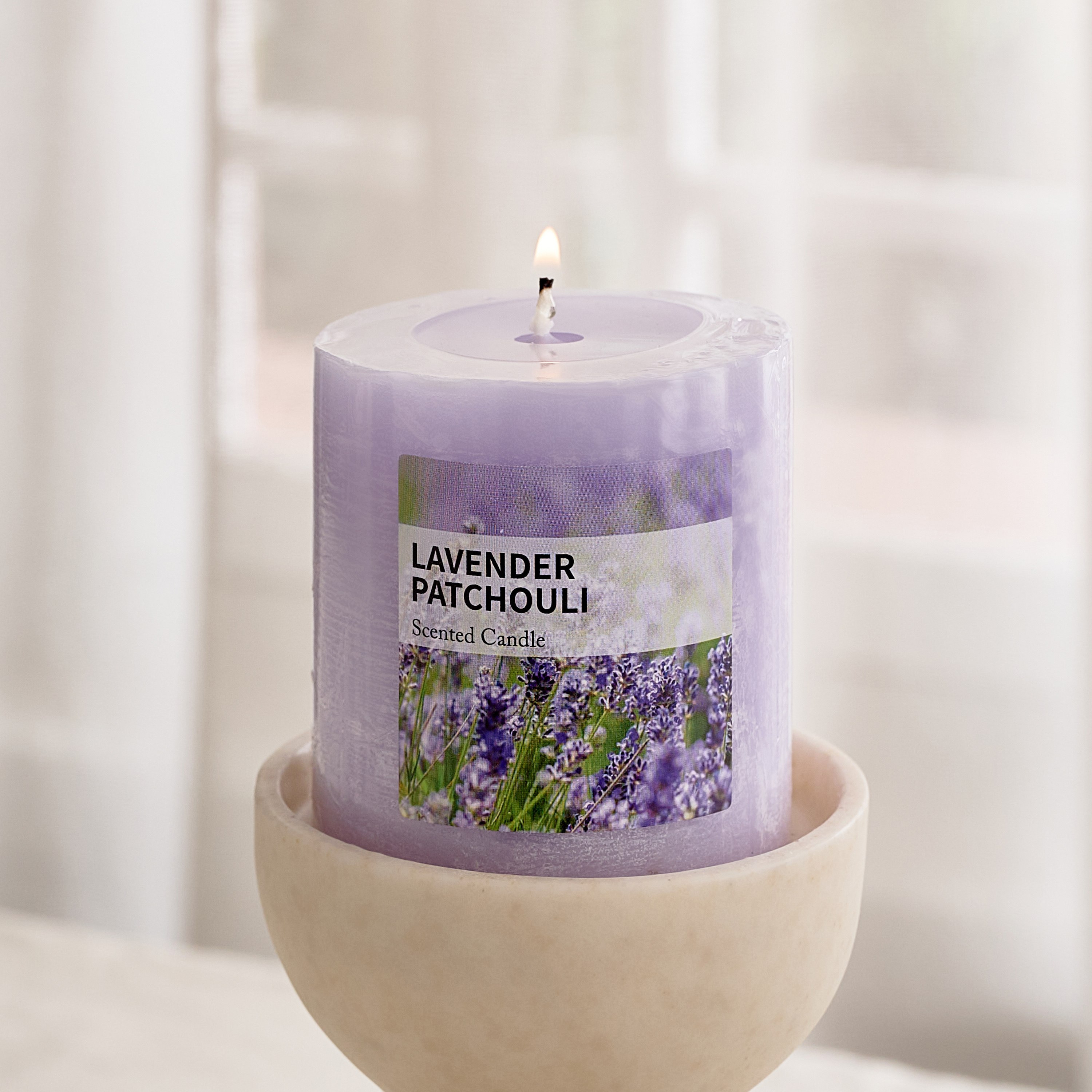 Qara Lavender Patchouli Pillar Candle - 6.8x7 cm-hbxlivingroom-decorandaccessories-candles-image-2