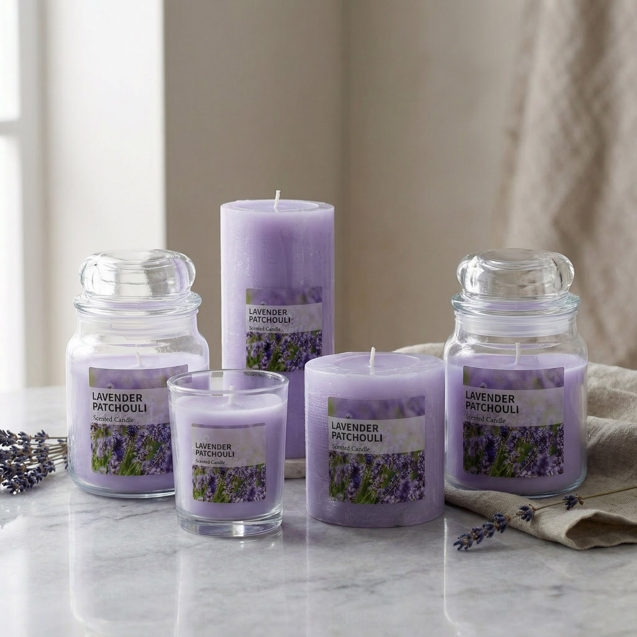 Qara Colonial 280 gm Lavender Patchouli Scented Jar Candle - 9.5x10 cm-hbxlivingroom-decorandaccessories-candles-image-5