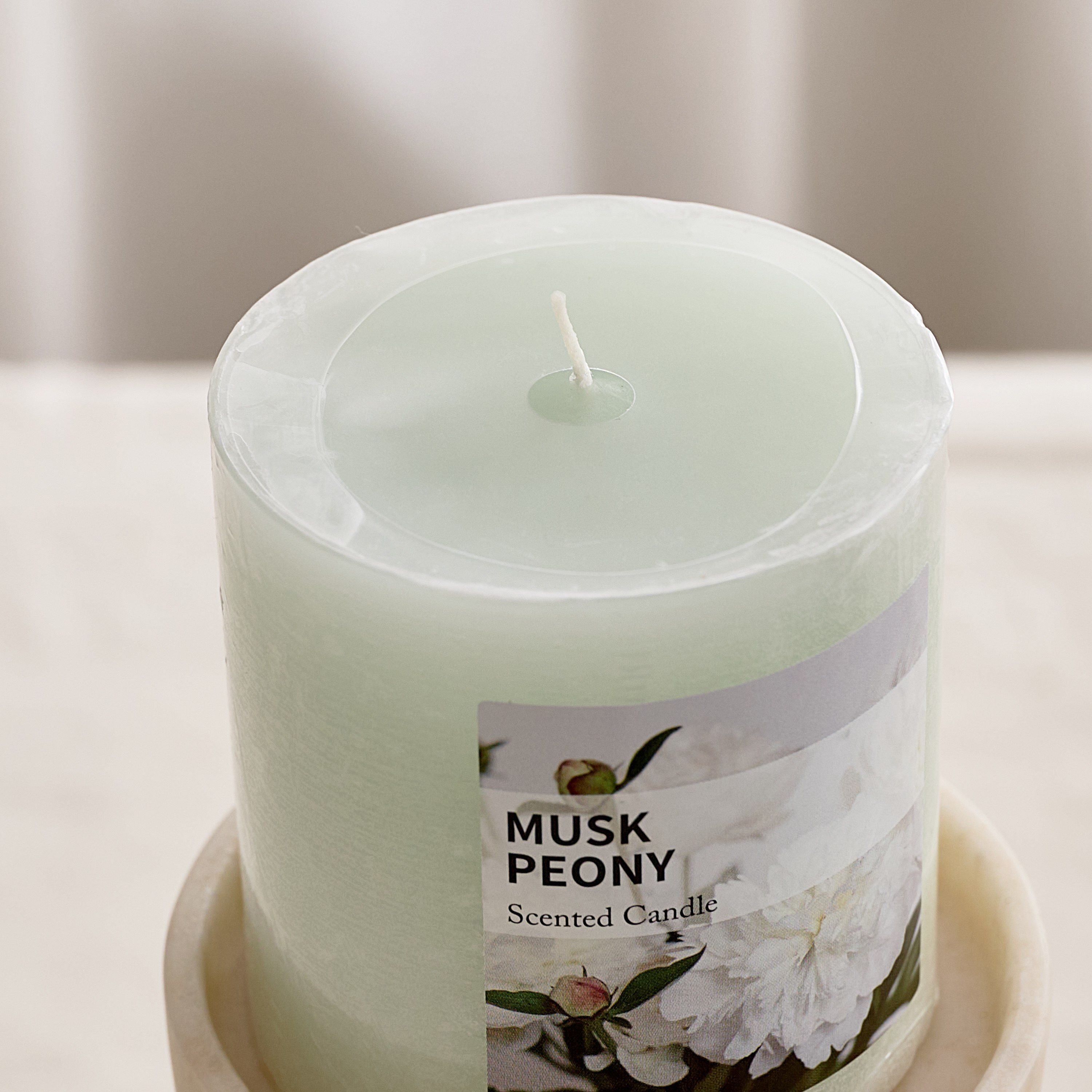 Qara Musk Peony Pillar Candle - 6.8x7 cm-hbxlivingroom-decorandaccessories-candles-image-3
