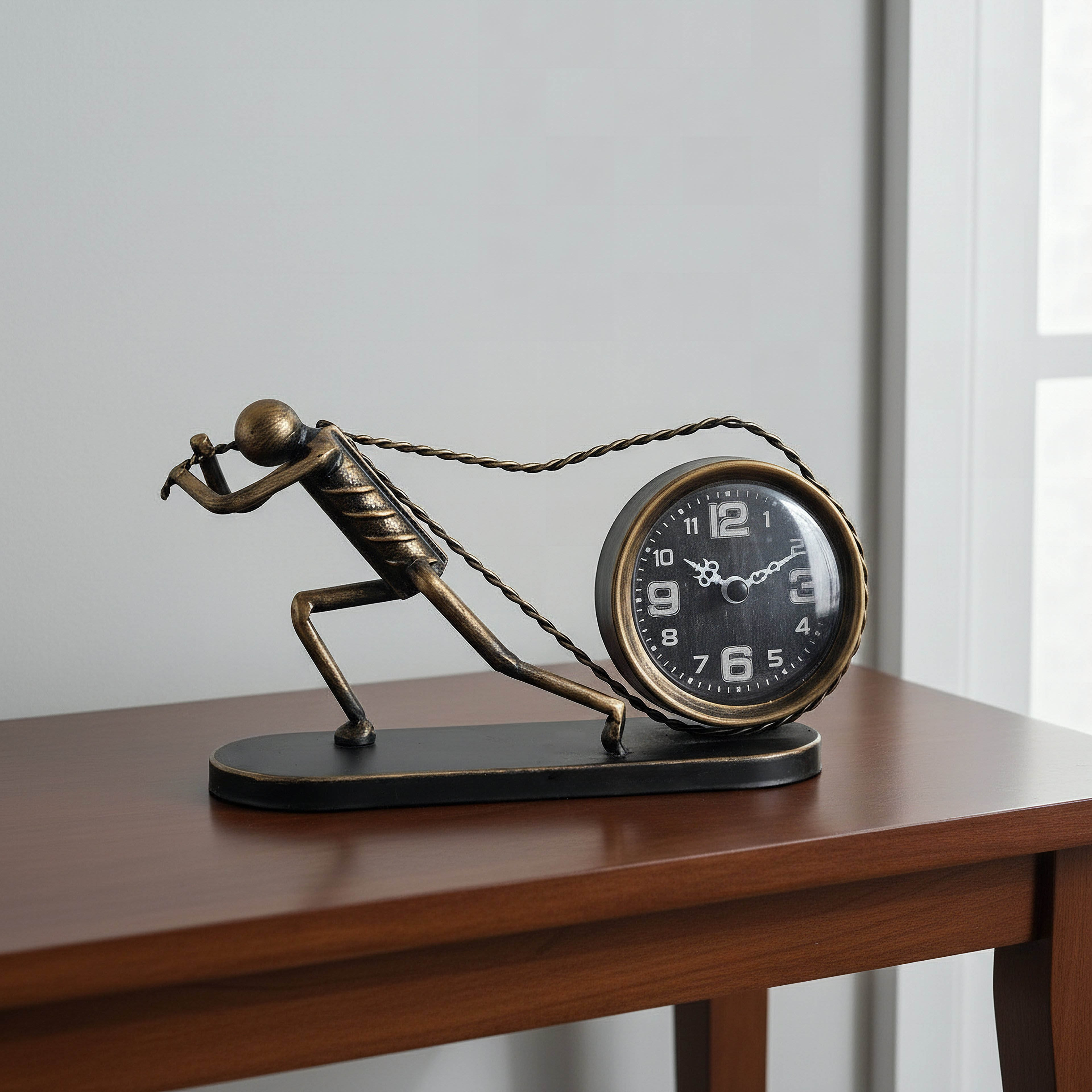 Maverick Human Pull Vintage Table Clock - 24x7x12.5 cm-hbxhomeware-hbxdecorandfurnishings-image-1