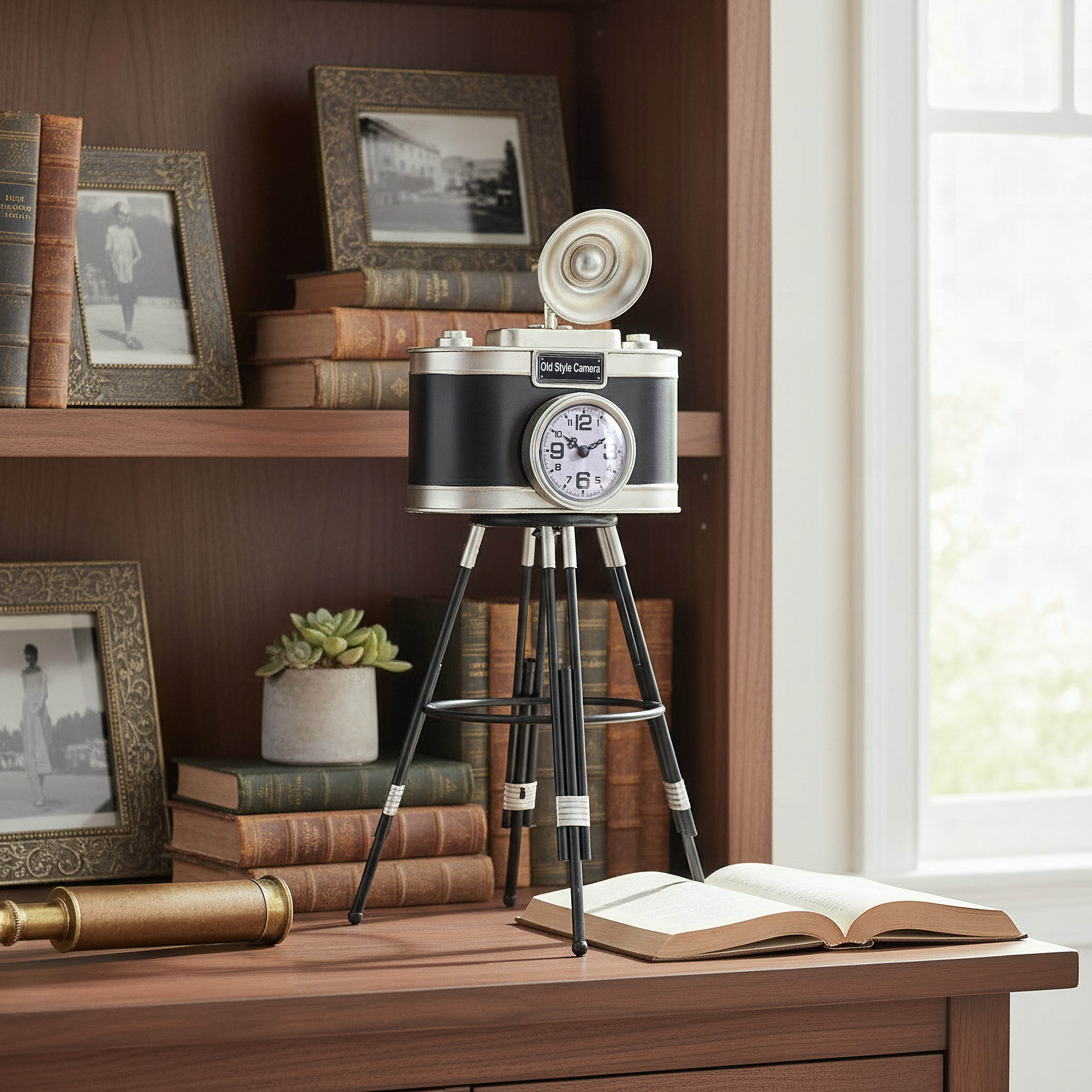 Maverick Vintage Tripod Camera Table Clock - 28x25x60 cm-hbxhomeware-hbxdecorandfurnishings-image-4