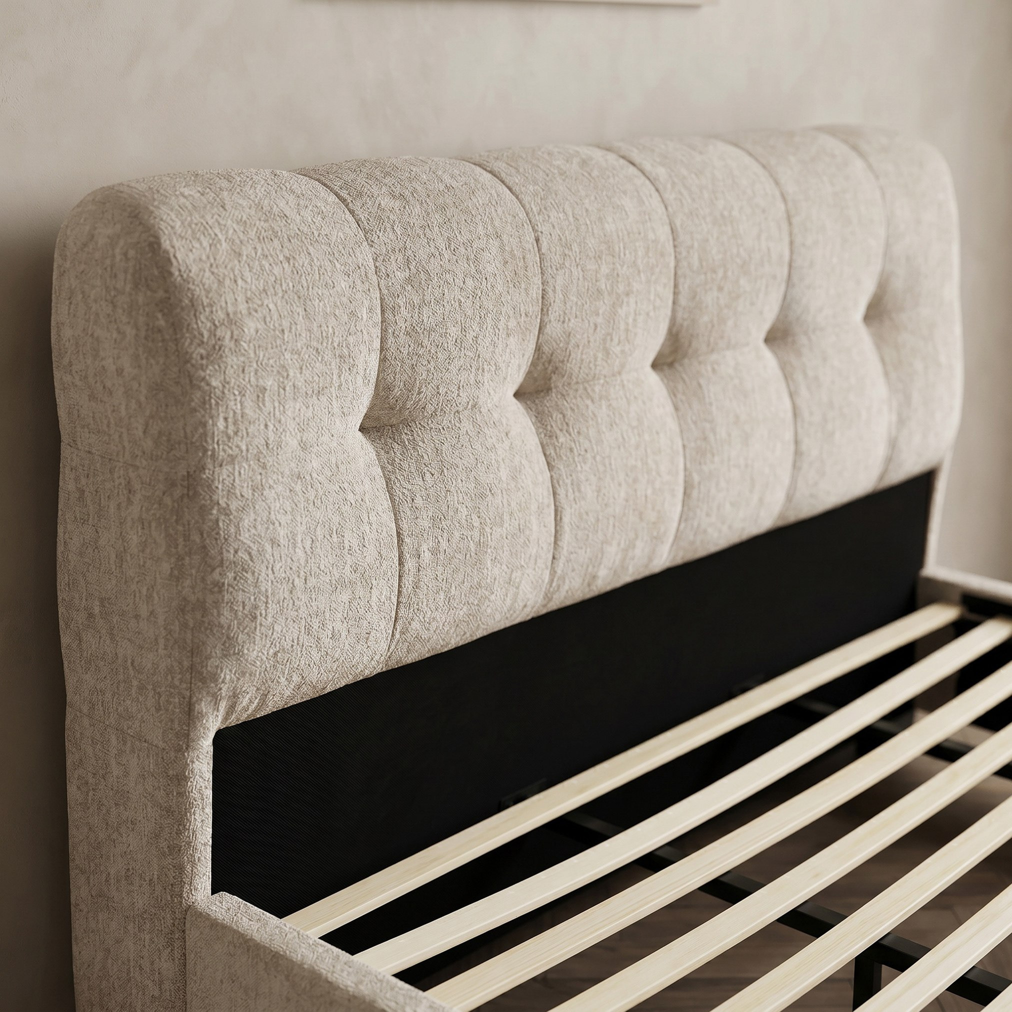طقم غرفة نوم كينج منجد بسطح حجر ملبد 5 قطع من بيرل بلوب - 180x200 سم-hbxbedroom-bedsandbedsets-bedroomsets-king-image-4