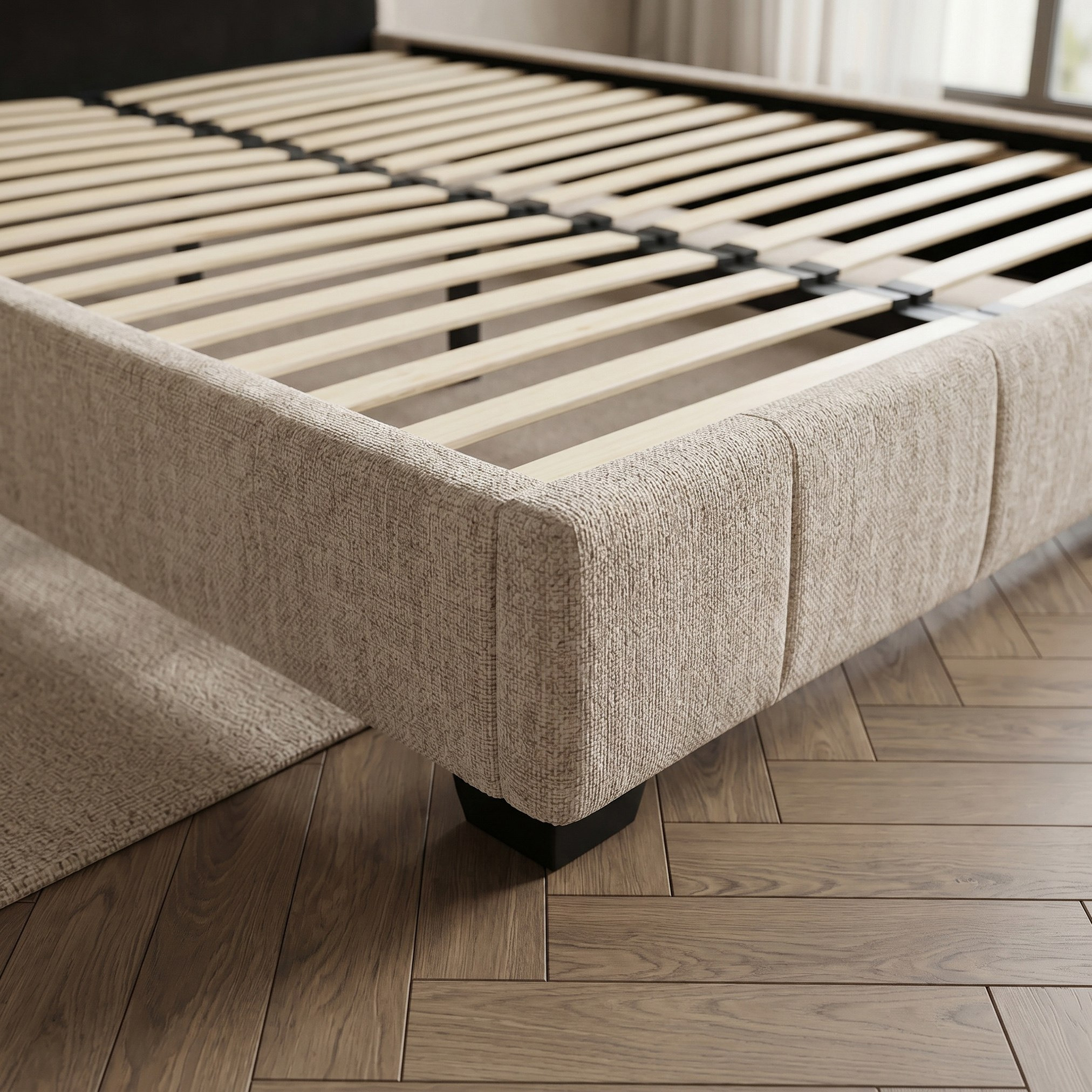 طقم غرفة نوم كينج منجد بسطح حجر ملبد 5 قطع من بيرل بلوب - 180x200 سم-hbxbedroom-bedsandbedsets-bedroomsets-king-image-5