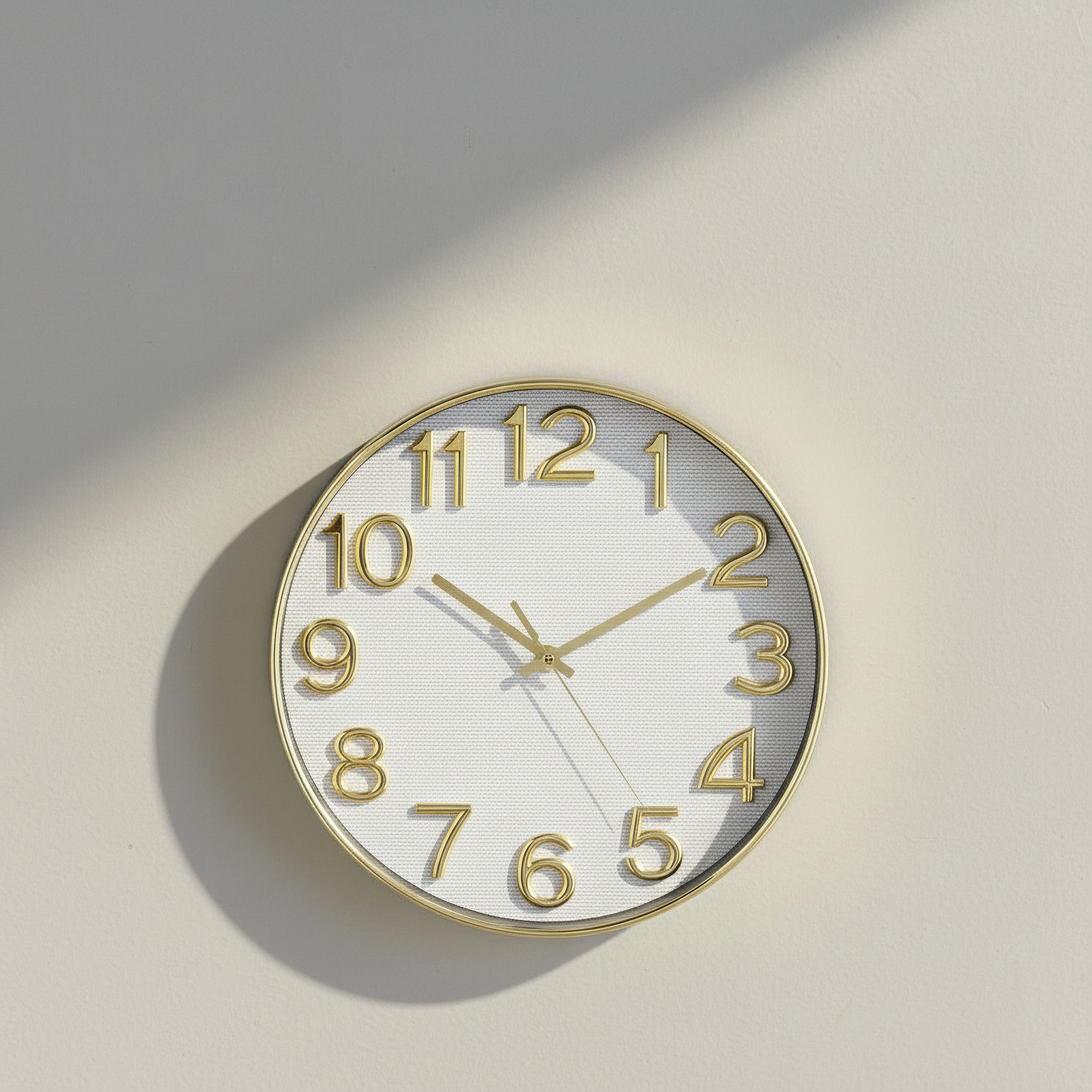 Cristine Gold Numbers Wall Clock - 30.5x30.5x4 cm-hbxdiningroom-decorandaccessories-clocks-image-1
