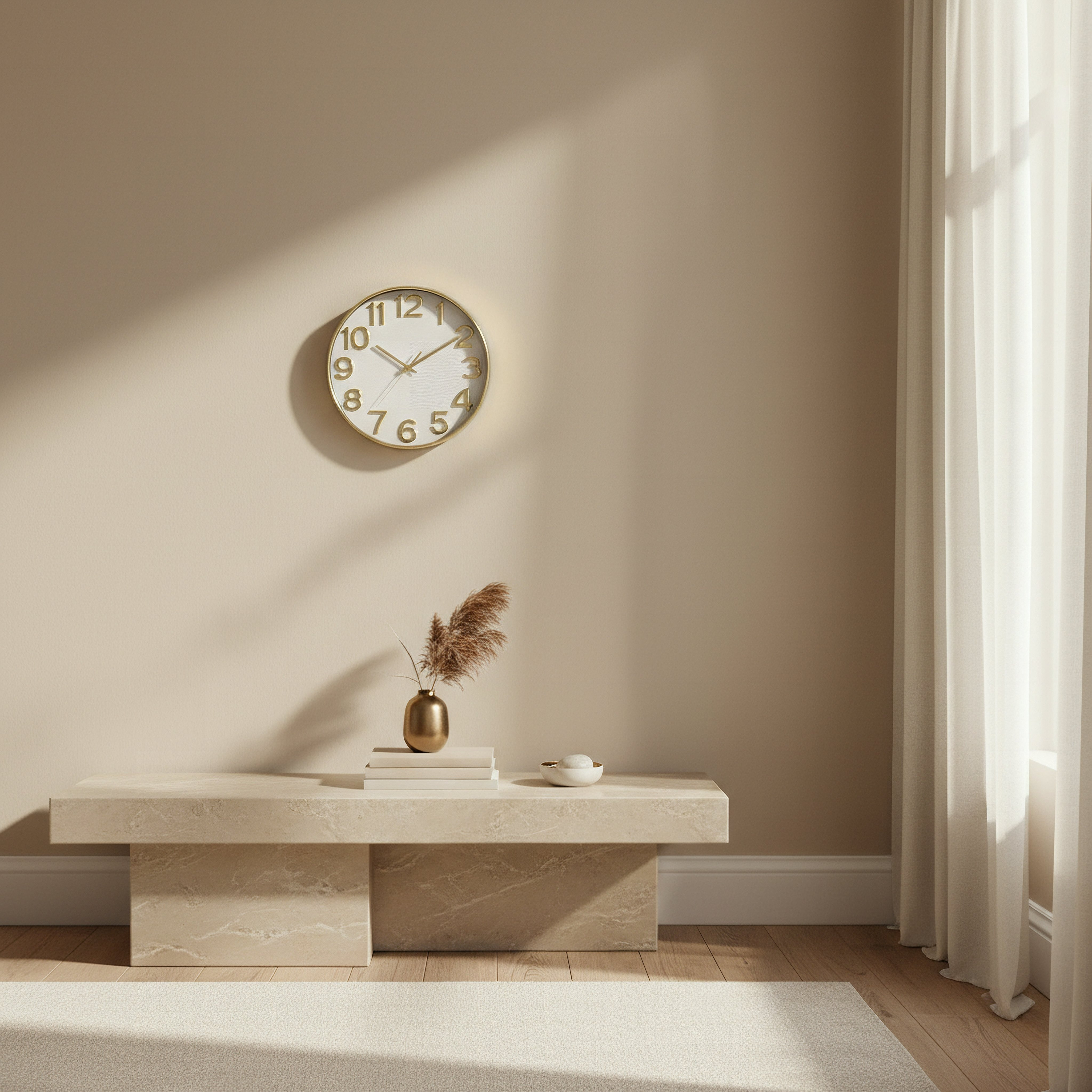 Cristine Gold Numbers Wall Clock - 30.5x30.5x4 cm-hbxdiningroom-decorandaccessories-clocks-image-3