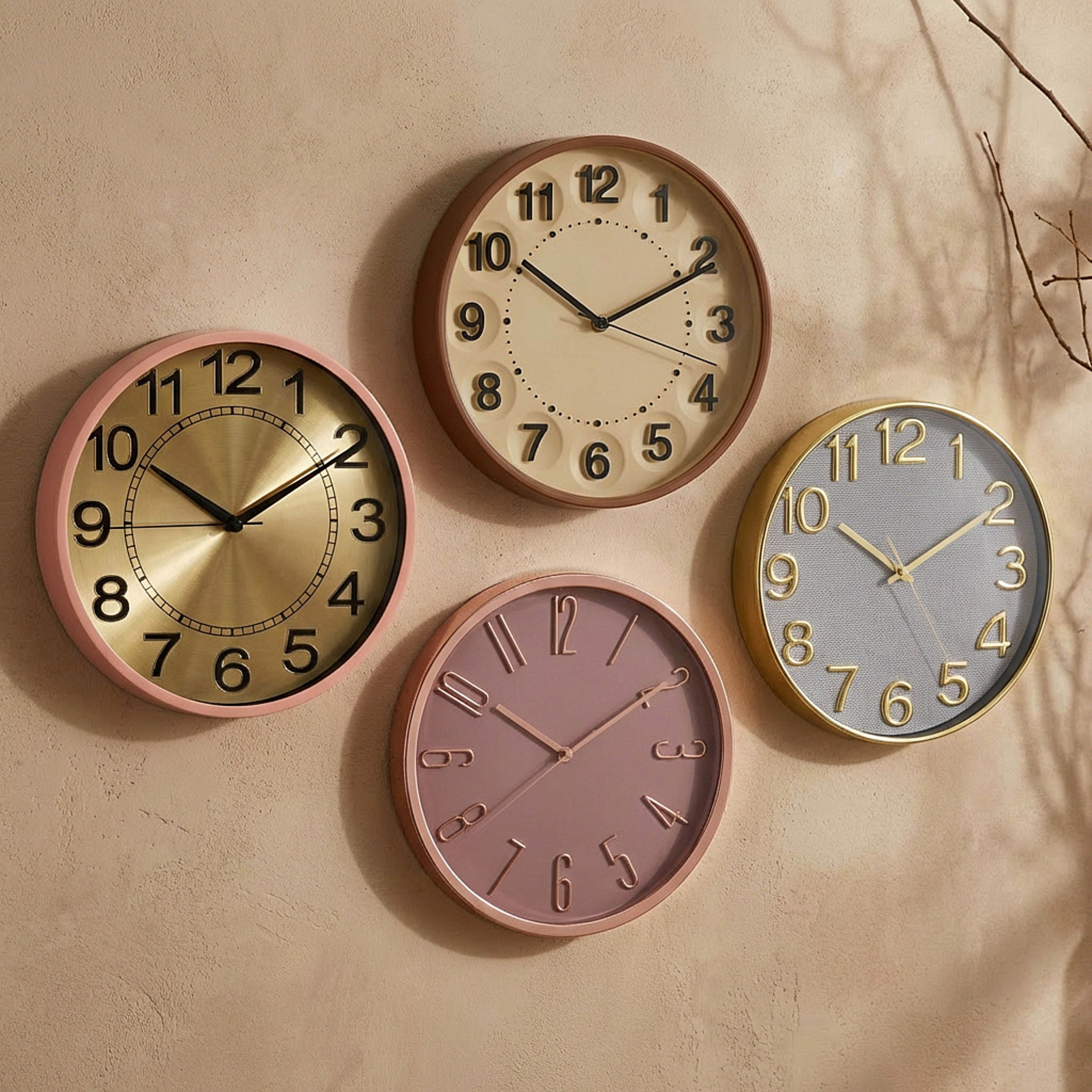 Cristine Gold Numbers Wall Clock - 30.5x30.5x4 cm-hbxdiningroom-decorandaccessories-clocks-image-4