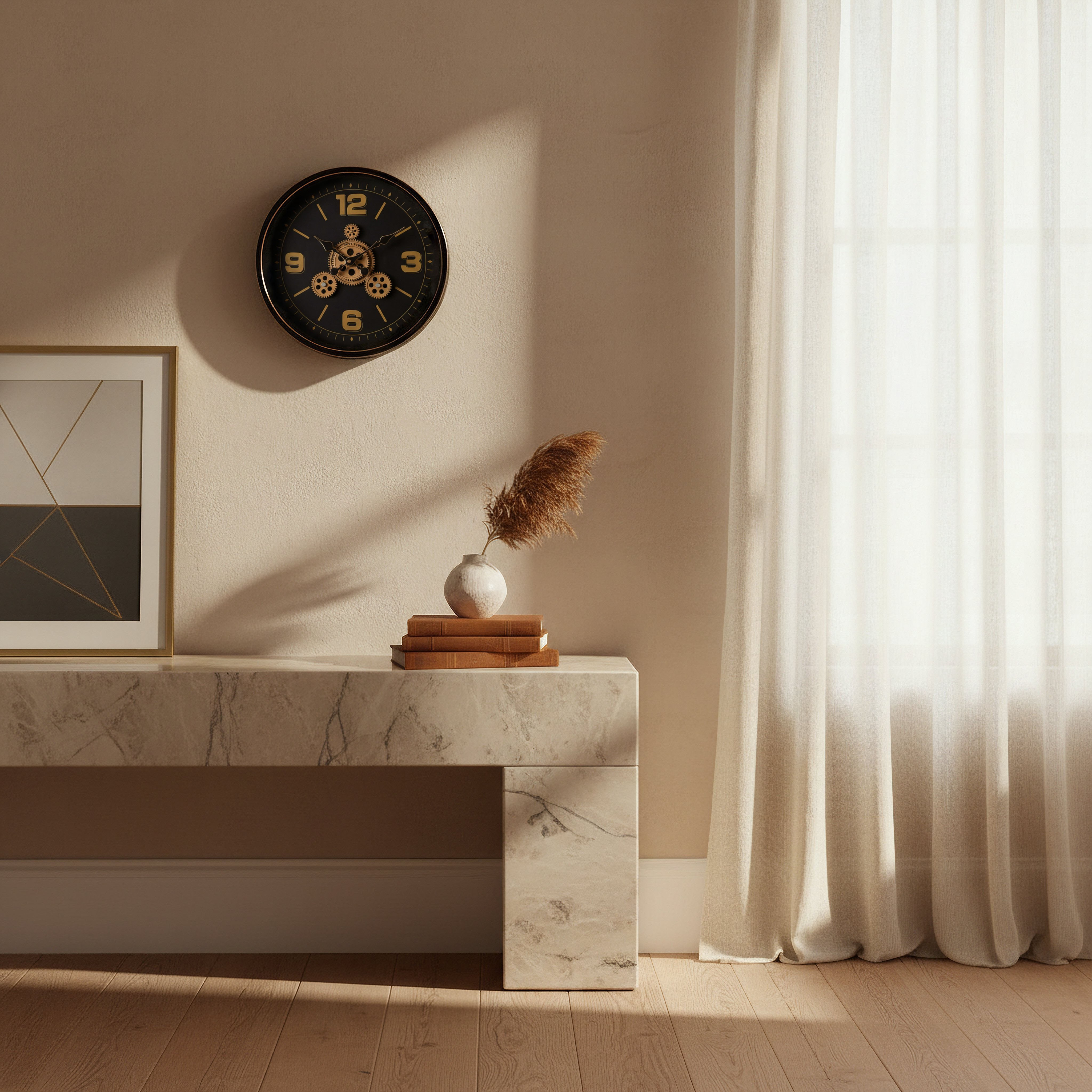 ساعة حائط ترس مزدوج من كريستين - 38x38x7.2 سم-hbxdiningroom-decorandaccessories-clocks-image-3