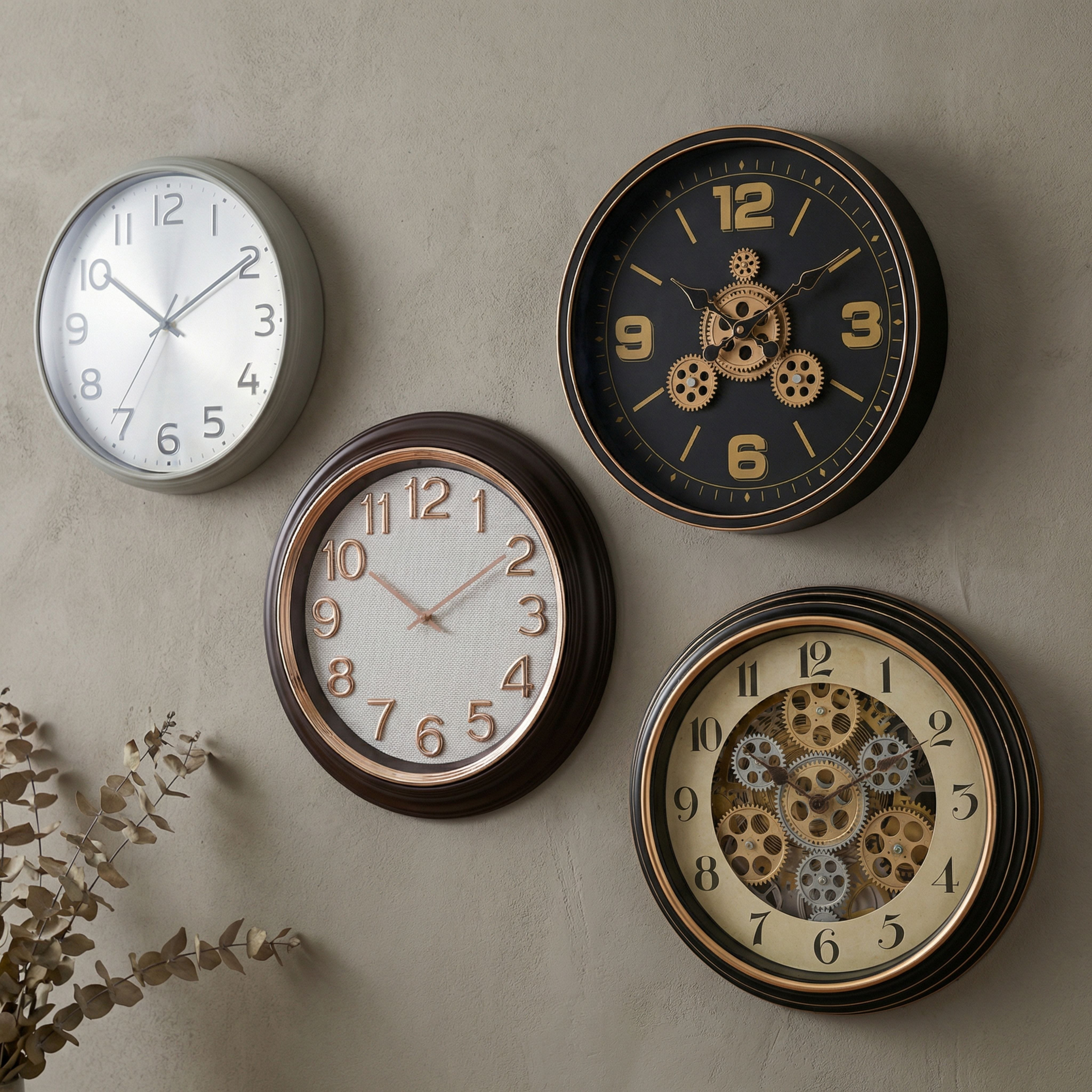 ساعة حائط ترس مزدوج من كريستين - 38x38x7.2 سم-hbxdiningroom-decorandaccessories-clocks-image-4