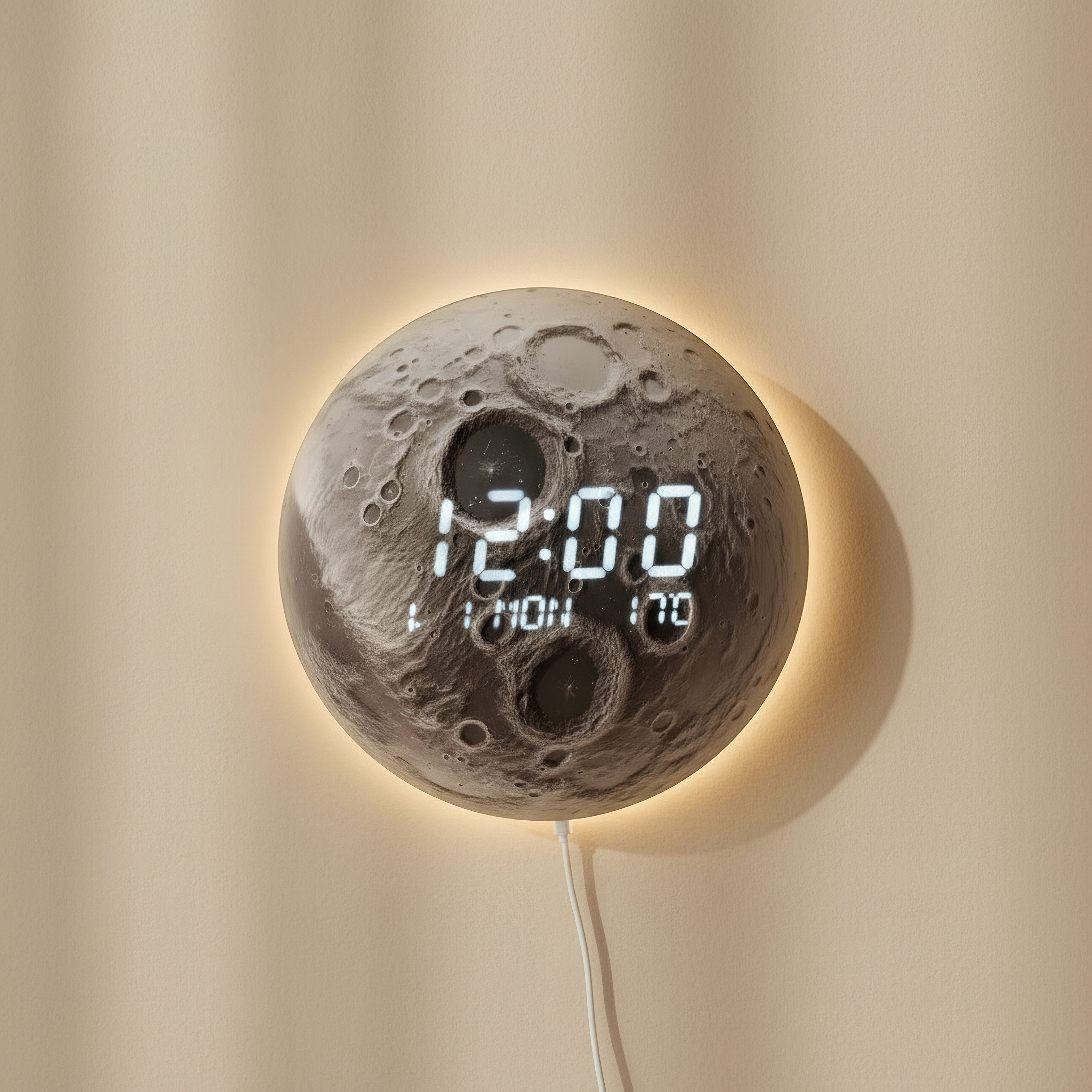 Cristine Earth LED Wall Clock with USB - 29.7x29.7x1.5 cm-hbxdiningroom-decorandaccessories-clocks-image-1
